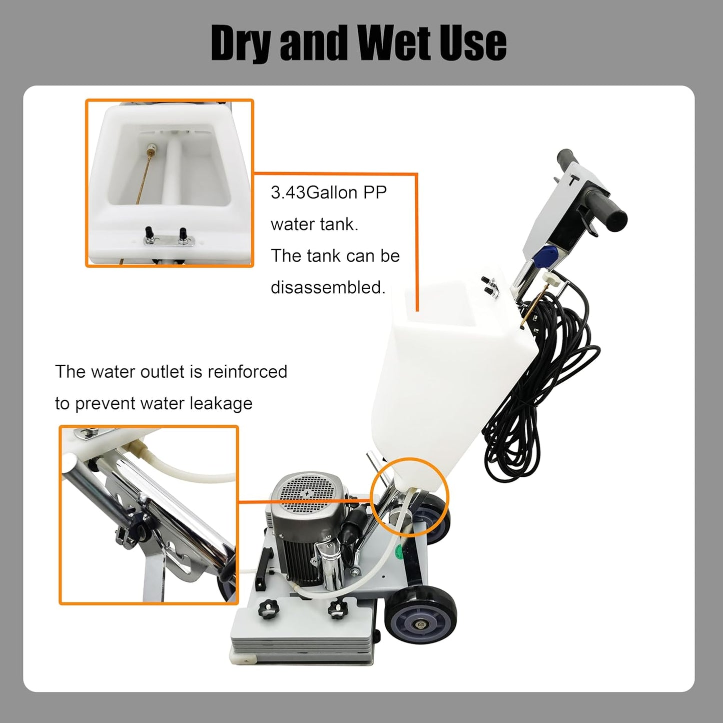 Floor Grinding Scrubber Buffer Polisher Machine Square Chassis Clean Polish Wax Renovate Step Gymnasiums Shops Hotels Office Exhibition Hard Ground 110V Commercial Industrial