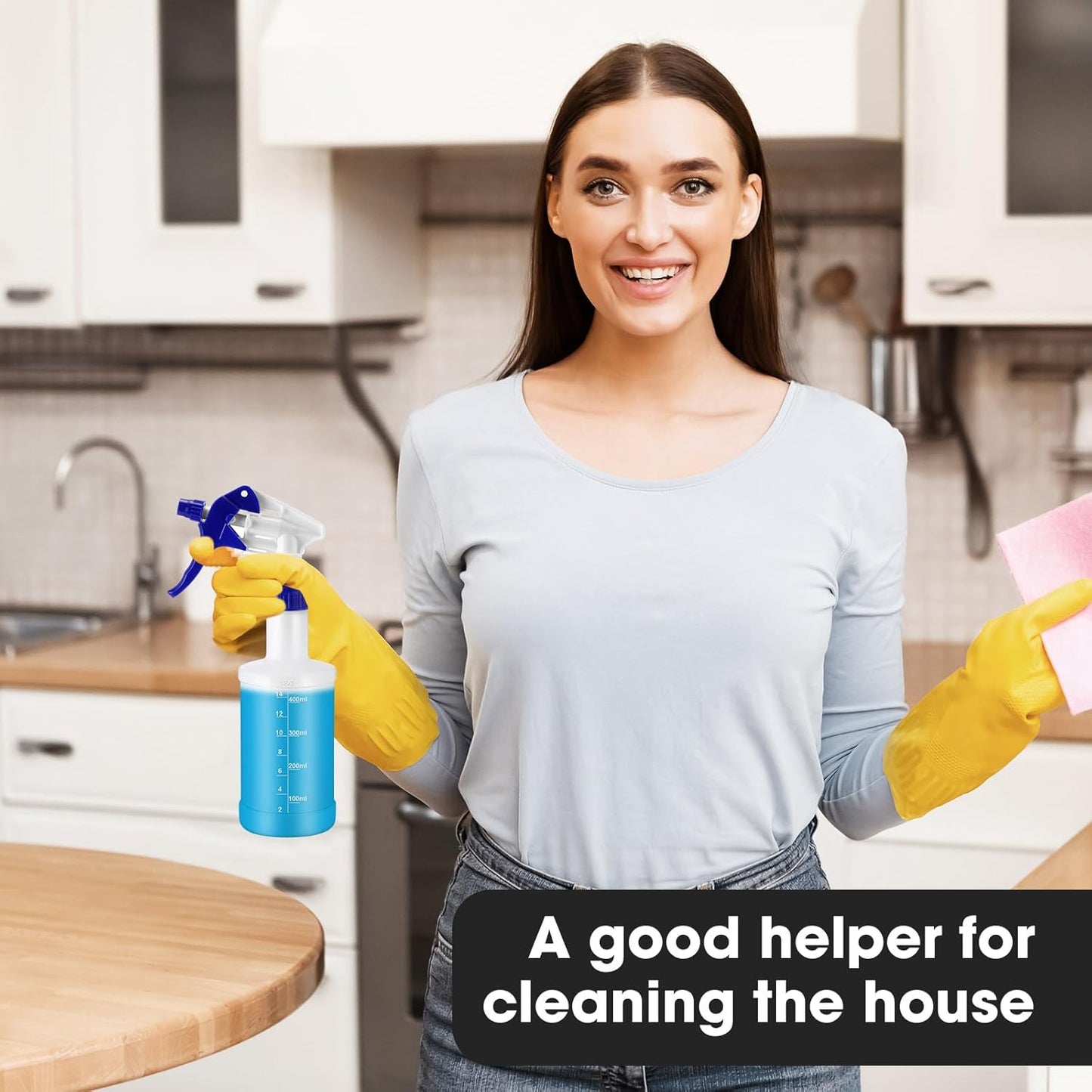 Eccliy 12 Pcs 16 Oz Plastic Spray Bottle, Adjustable Empty Reusable Sprayer for Cleaning, Planting, Water, Bathroom and Kitchen, BBQ, Commercial and Residential (Blue,Measurements)