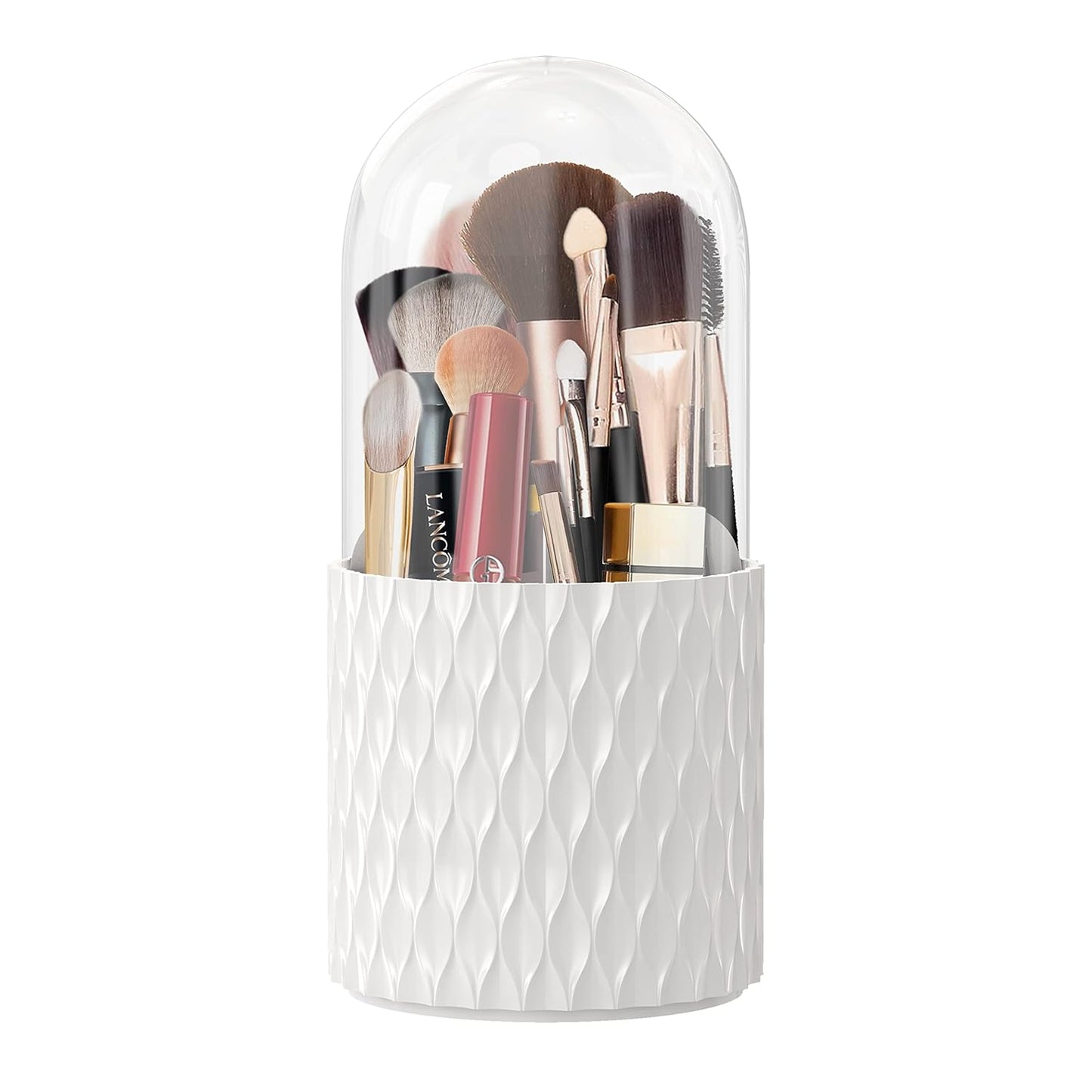 [Upgrade] Rotating Makeup Brush Holder, [Dustproof & Waterproof] 360 Rotating Cosmetics Make up Brush Organizer Storage with Lid for Vanity