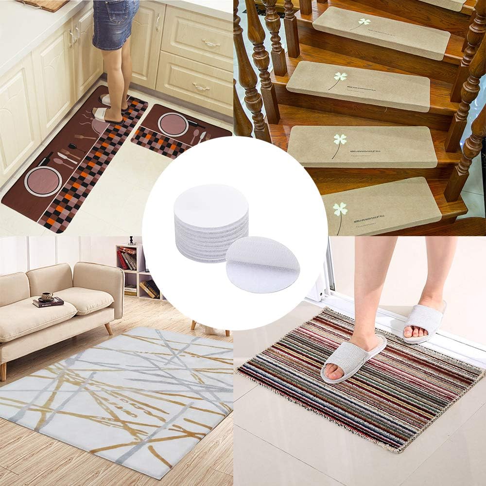 BRAVESHINE Adhesive Stickers- Removable Heavy-Weight Round Sticky Tapes Wall Mounting Tapes White Hook and Loop Tape for Home or Office Use -12 Sets,2 Inch