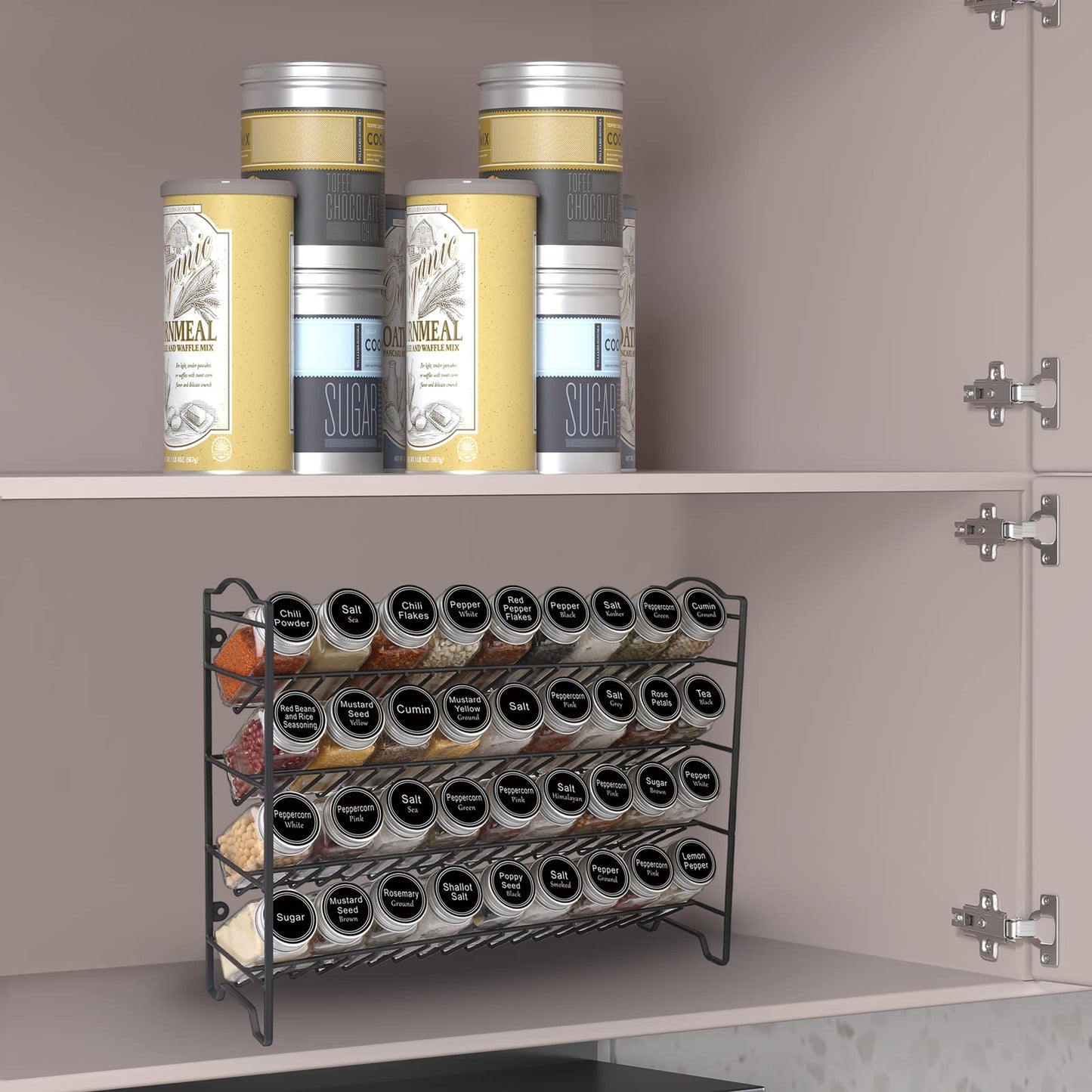 SWOMMOLY Spice Rack Organizer with 36 Spice Jars 4 oz, 396 Spice Labels
