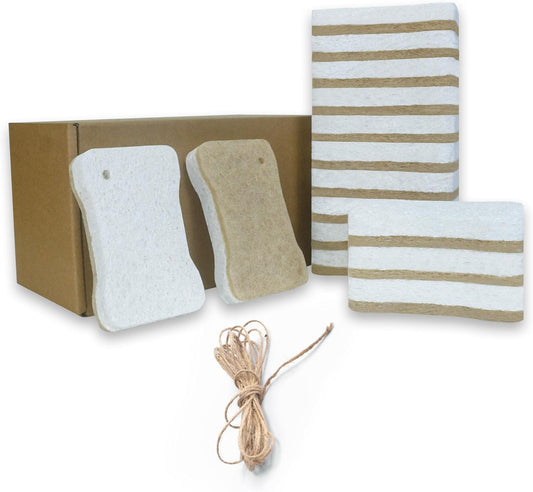 Organic Compostable Biodegradable Cellulose Sponges for Cleaning Kitchen Dishes/Sink/Pot/Potato, 15 Pack