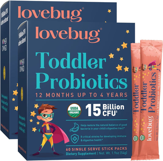 LOVEBUG Kids Probiotic Powder with Prebiotic Fiber - Toddler Immunity Support & Constipation Relief