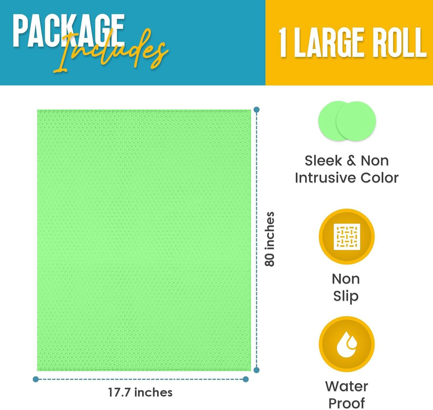 Refrigerator Liners for Shelves by Linda’s Essentials - Easy to Clean Fridge Liner with Spill Protection Fridge Shelf Liners & Drawer Liner, Nonslip BPA-Free Refrigerator Mats (Green Roll)