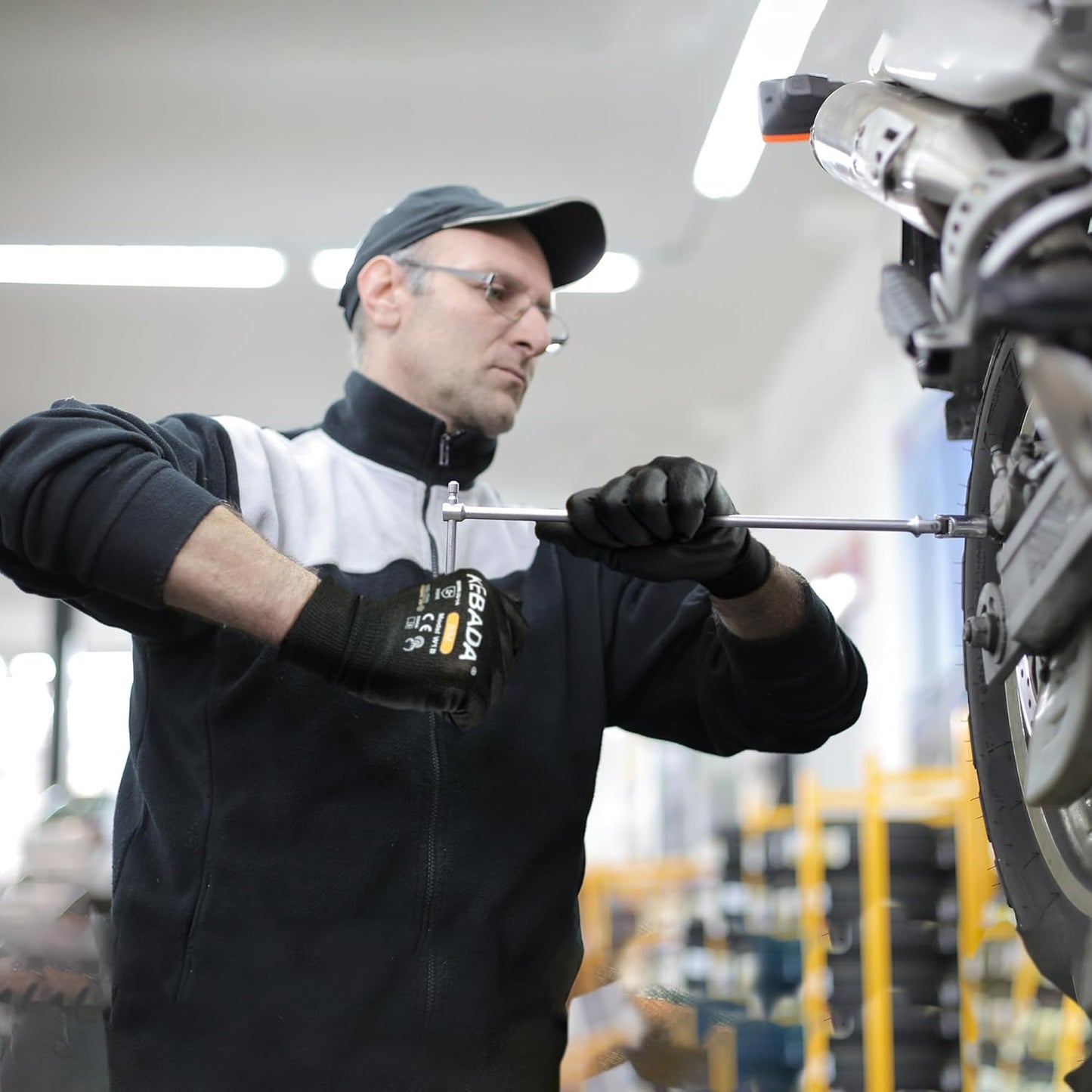 Kebada W1 Safety Work Gloves, PU Coated Touch Screen Work Gloves with Grip, Bulk Pack Working Gloves for Warehouse, Construction, Gardening and Mechanic Use, Black, 50 Pairs, X-Large