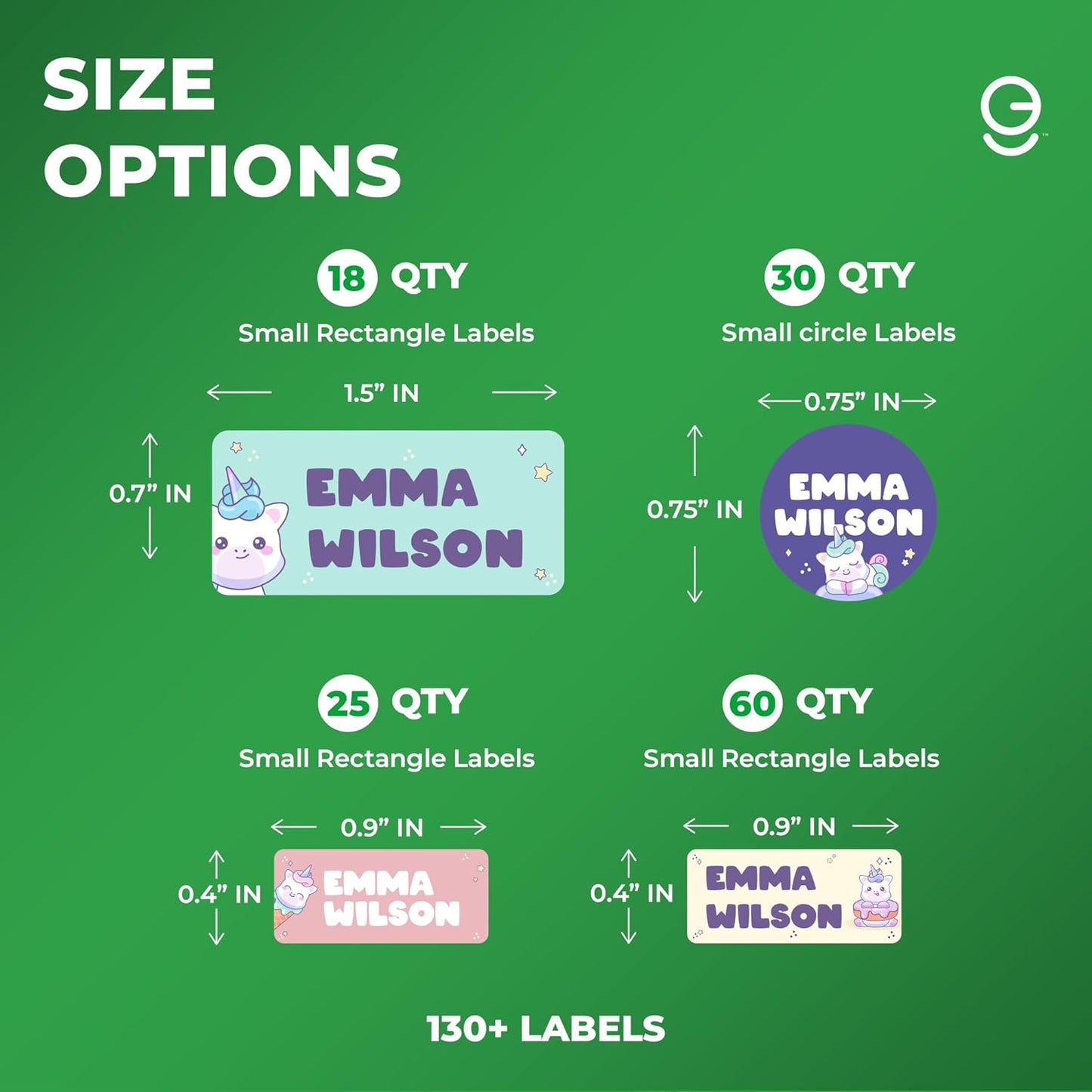 Personalized Name Tag Stickers for Kids (130+ Pack) | Unicorn Waterproof Labels for School Supplies, Bottles & Lunch Boxes | Custom Vinyl Name Labels for Clothing, Toys & More (H. Unicorn)