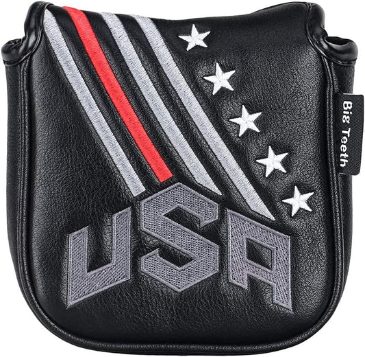 Big Teeth Golf Cover USA Stripe and Star Headcover Covers, Driver Fairway Wood Hybrid Headcovers
