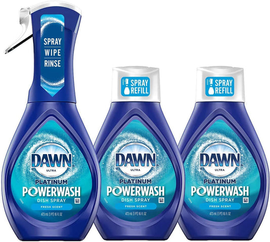 Dawn Powerwash Starter Kits, Dish Spray, Dish Detergent, Fresh Scent Bundle, Spray Bottle, 2 Refillsâ€¦