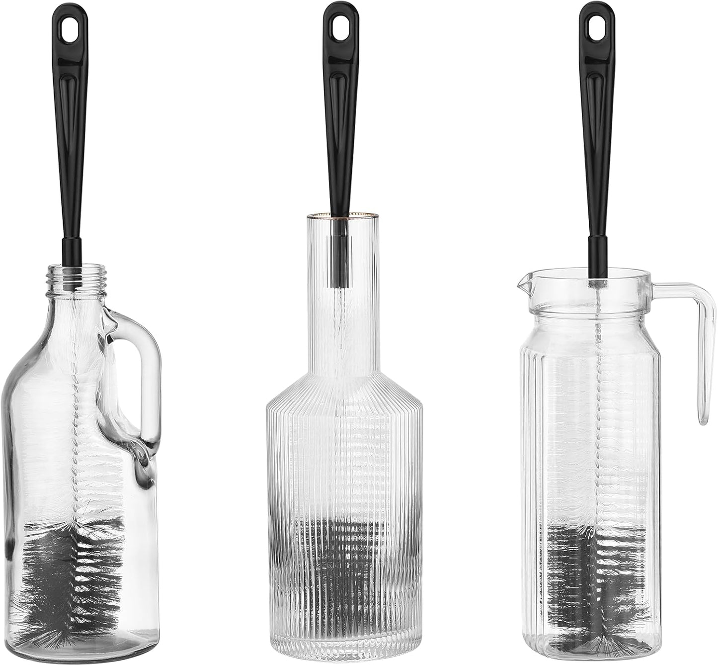 ALINK 3-Pack Long Black Bottle Cleaning Brush for Narrow Neck Beer/Wine/Flask/Thermos/Sport Well, Brewing Bottle Cleaner, 16 Inches