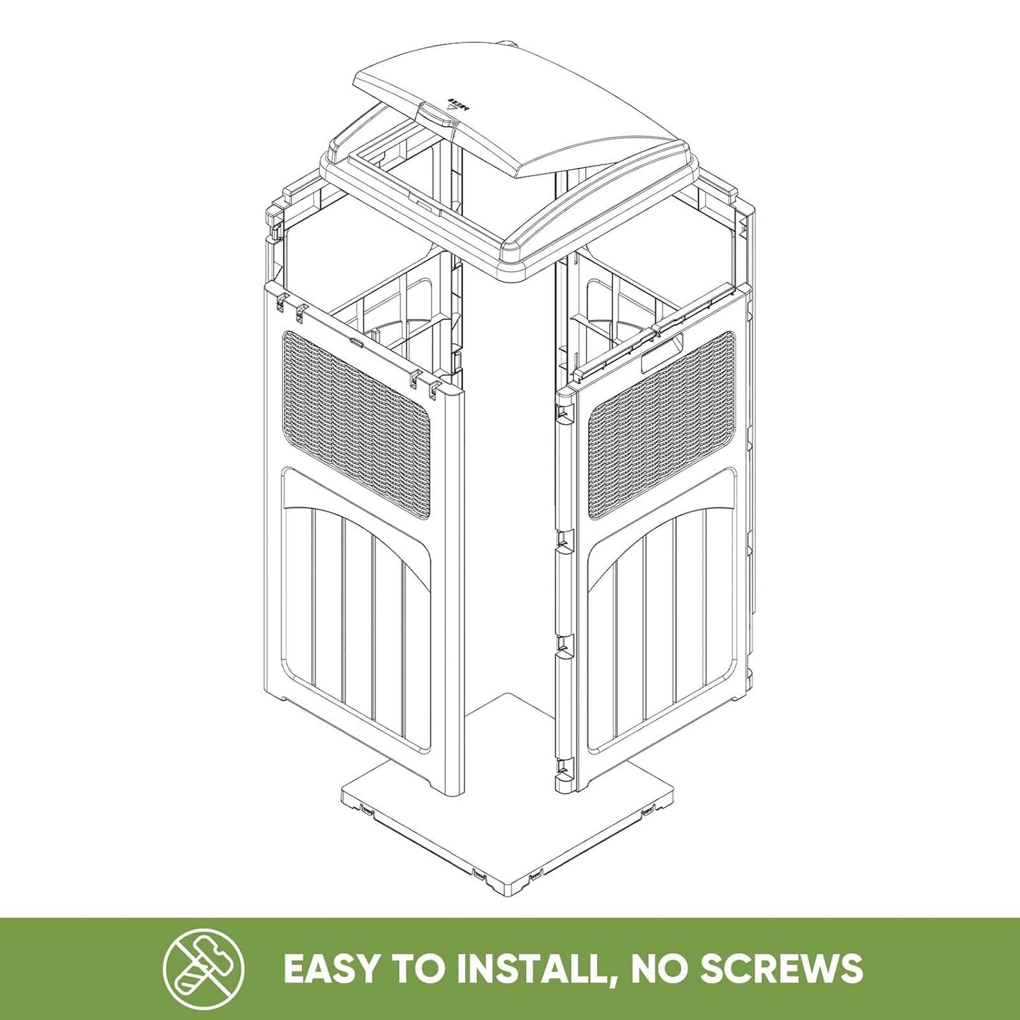 Patiowell 36 Gallon Outdoor Trash Can, Resin Outdoor Garbage Can with Lid for Patio, Backyard, Deck, Light Brown （2 Pack）