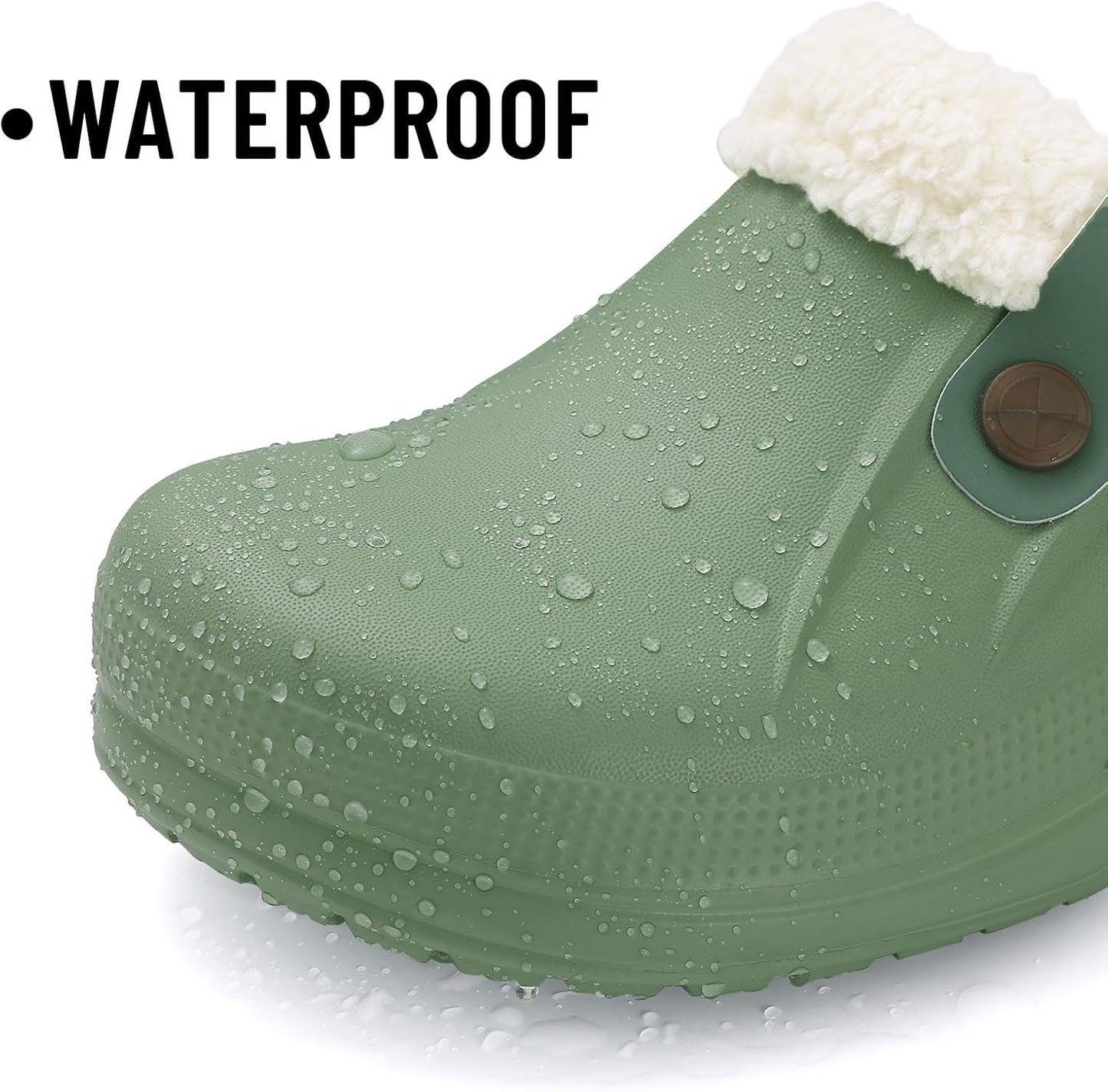 Beslip Classic Fur Lined Clogs Waterproof Winter Fuzzy Slippers for Women Men Indoor and Outdoor