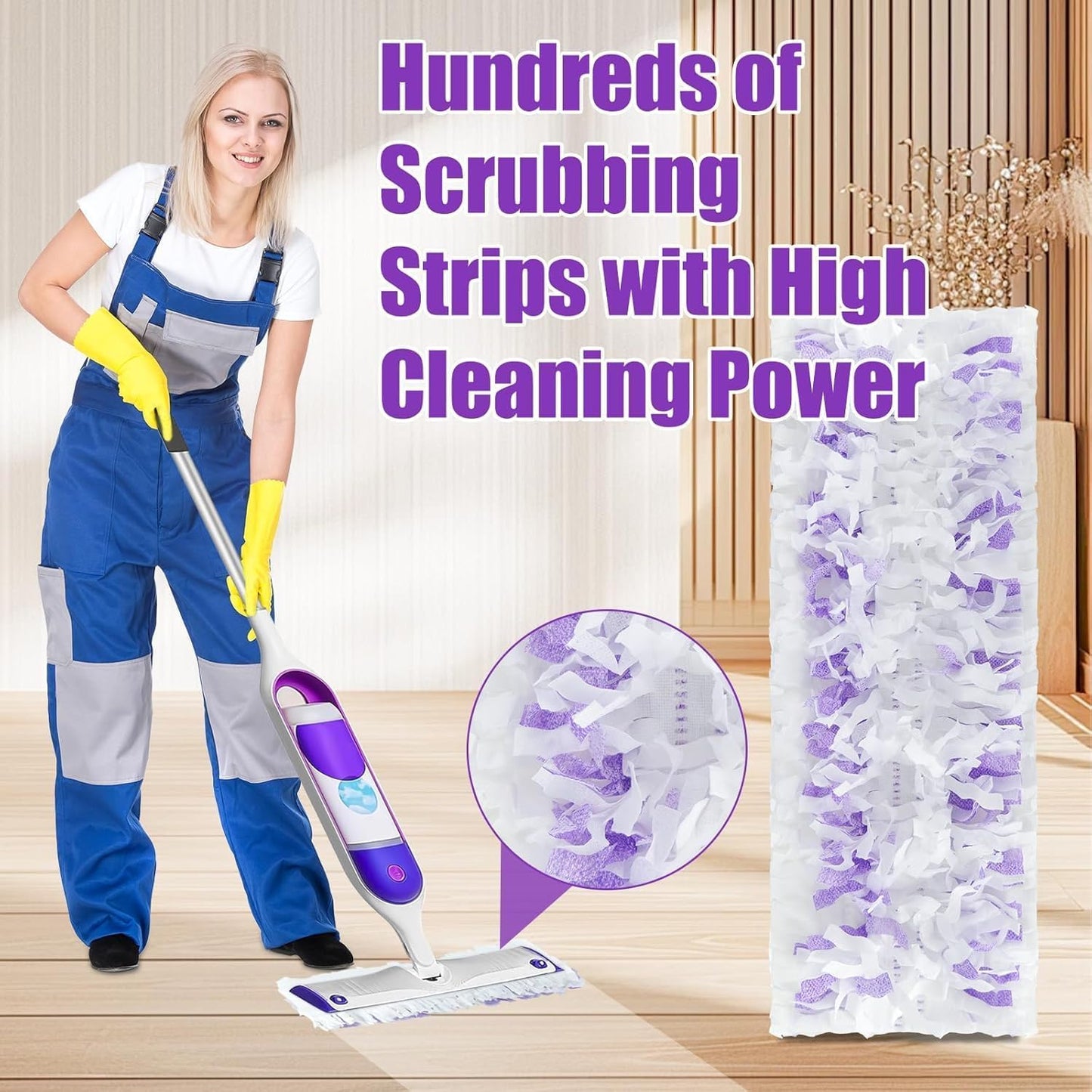 50 Count Disposable Power Mop Pads for Swiffer PowerMop, Unscented Power Mop Refills for Multi-Surface Floor Cleaning, Repalcement Mopping Pad Refill