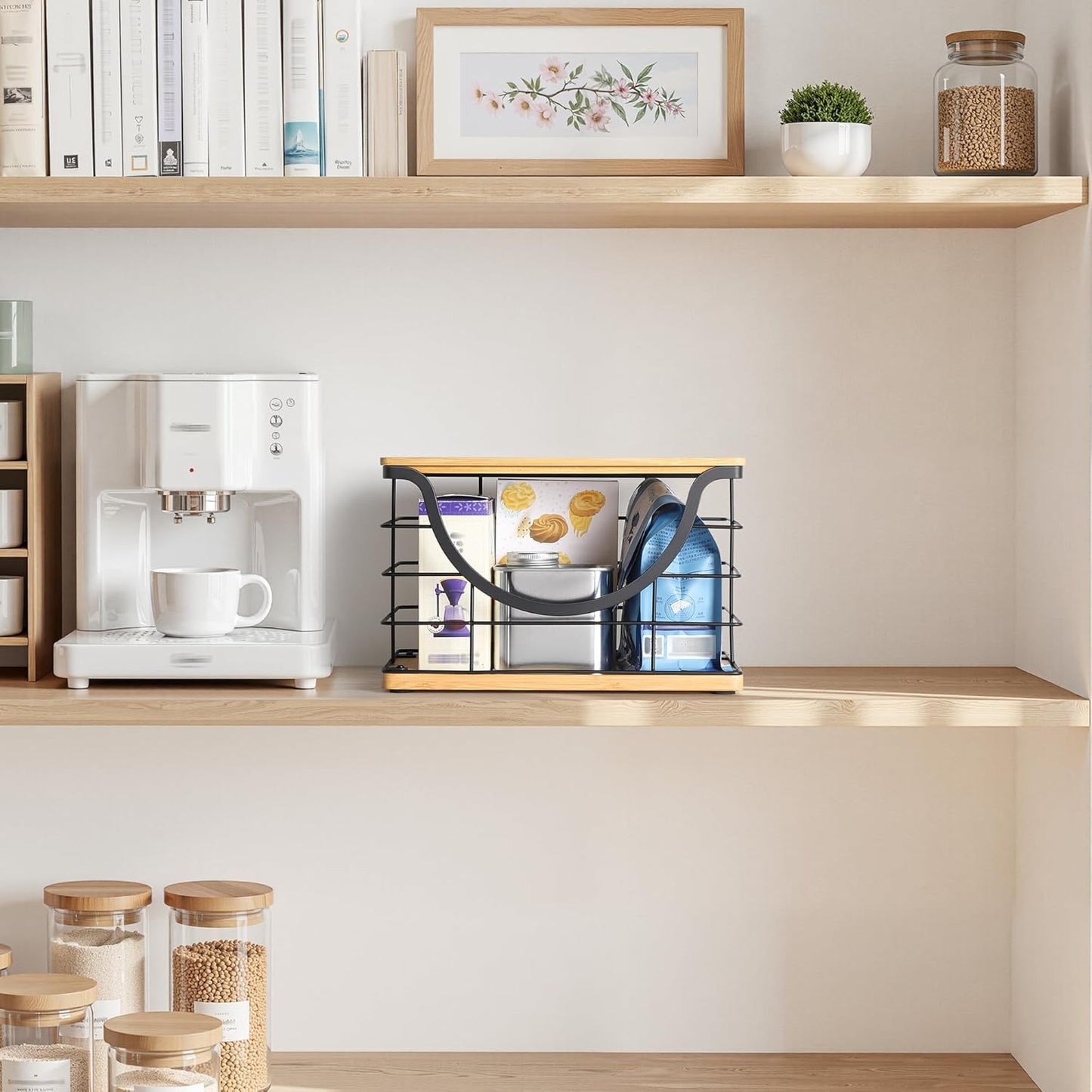 Extra Large Trash Bag Holder Under Sink Organizer Stackable Pantry Organizers and Storage with Lid, Wall Mounted Garbage Bag Dispenser Roll Holder for Kitchen Laundry Room Organization