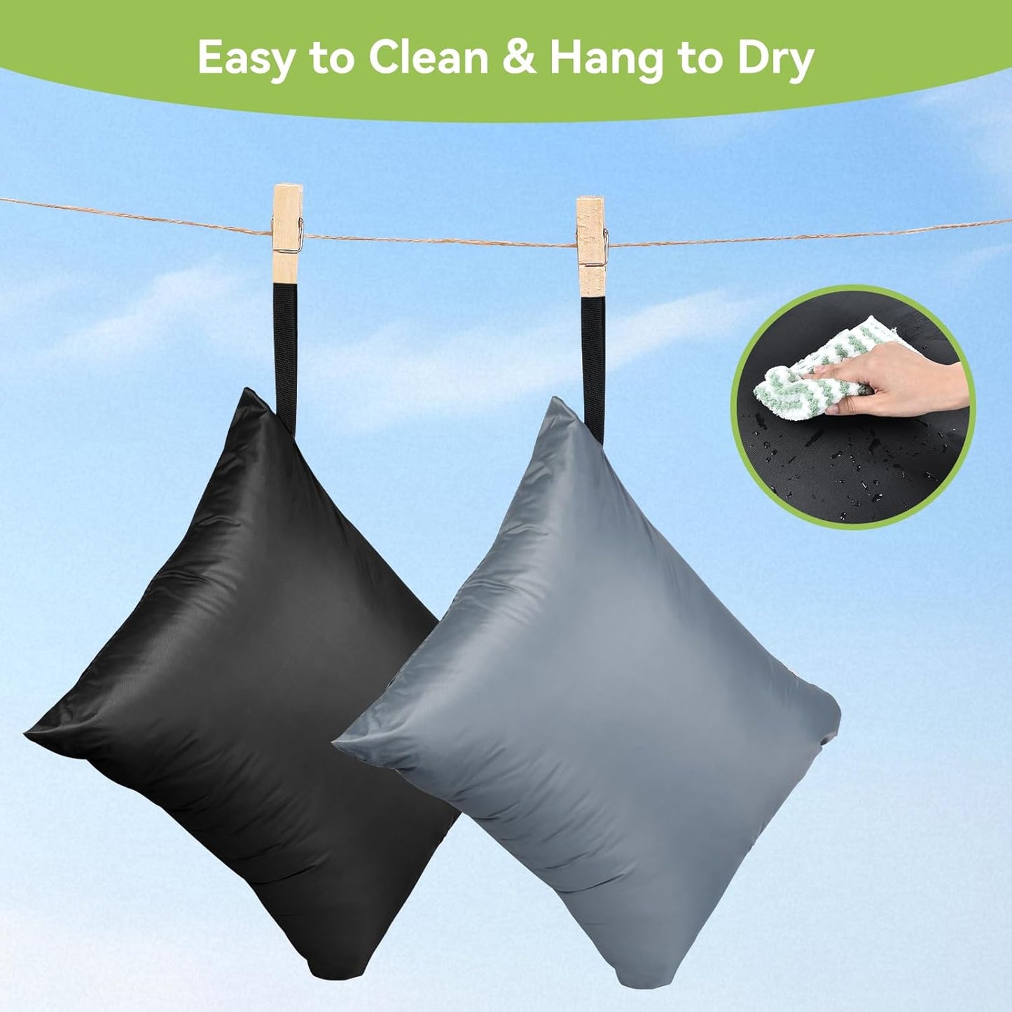 OTraki 2Pcs Exlarge Wet Bag 24x32 inch Reusable Waterproof Wet Dry Bag with Zipper Handle Wet Clothes Blanket Bedding Coat Sweater Machine Washable Laundry Bag for Travel Hotel Camping, Black & Grey