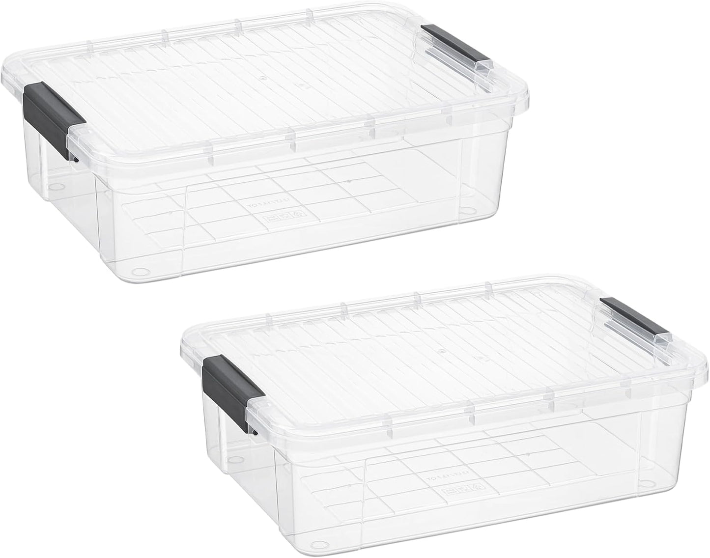 Superio Clear Storage Boxes with Lids, Plastic Container Bins for Organizing, Stackable Crates, BPA Free, Non Toxic, Odor Free, Organizers for Home, Office, School, and Dorm(13.7 Qt, 2 Pack)