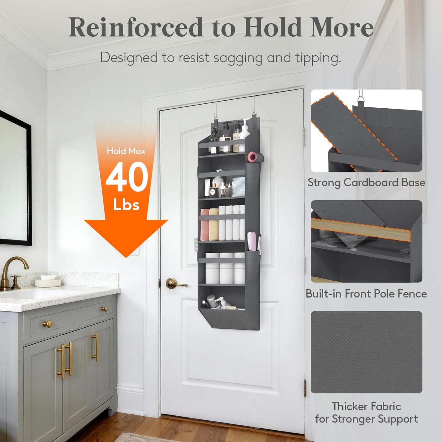 Lifewit 1 Pack Over the Door Organizer, 5 Section Clear Window Hanging Storage with 4 Side Pockets