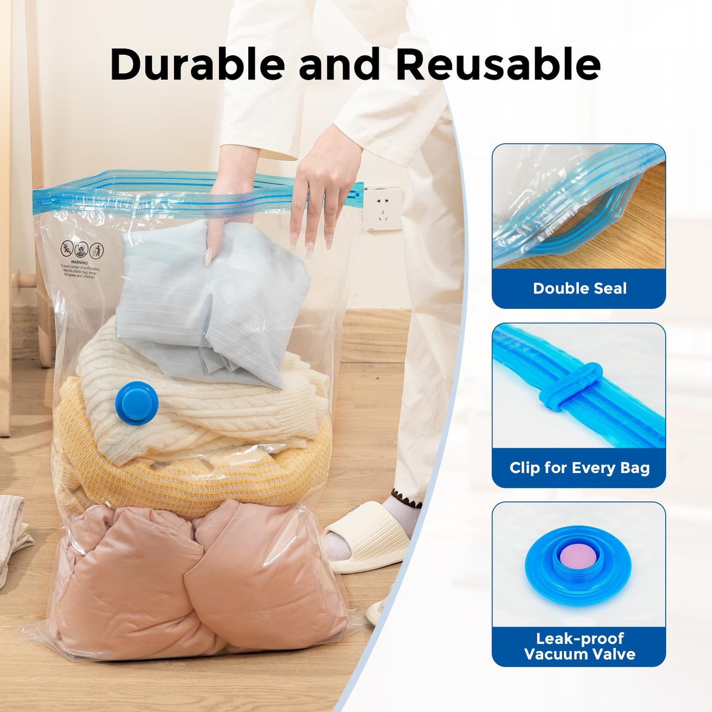 ETENWOLF 20 Combo Vacuum Storage Bags for Travel with Wireless Pump