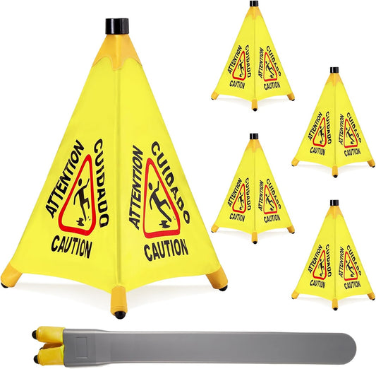 4 Pcs Pop up Wet Floor Sign with Storage Tube 20 Inch Wet Safety Signs Commercial Caution Safety