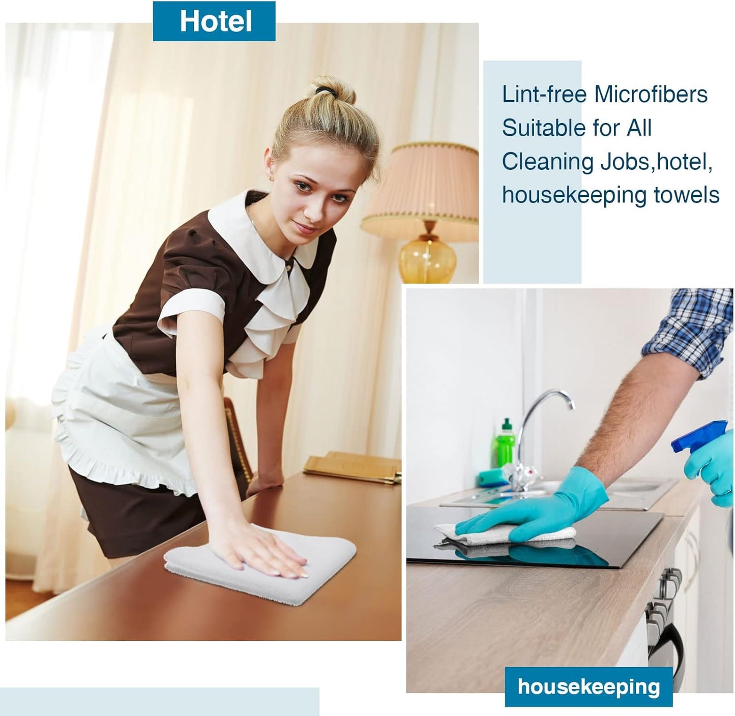 200 Pieces Microfiber Cleaning Cloths Bulk Absorbent Microfiber Towels Reusable Lint-Free Streak Free Wash Rags for House Kitchen Office Restaurants Bar Shop Car, 12 x 12 Inches (White)