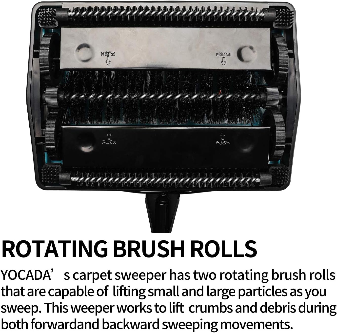 Yocada Carpet Sweeper Cleaner for Home Office Low&Undercoat Carpets Rugs Pet Hair Dust Scraps Paper Small Rubbish Cleaning with a Brush Blue