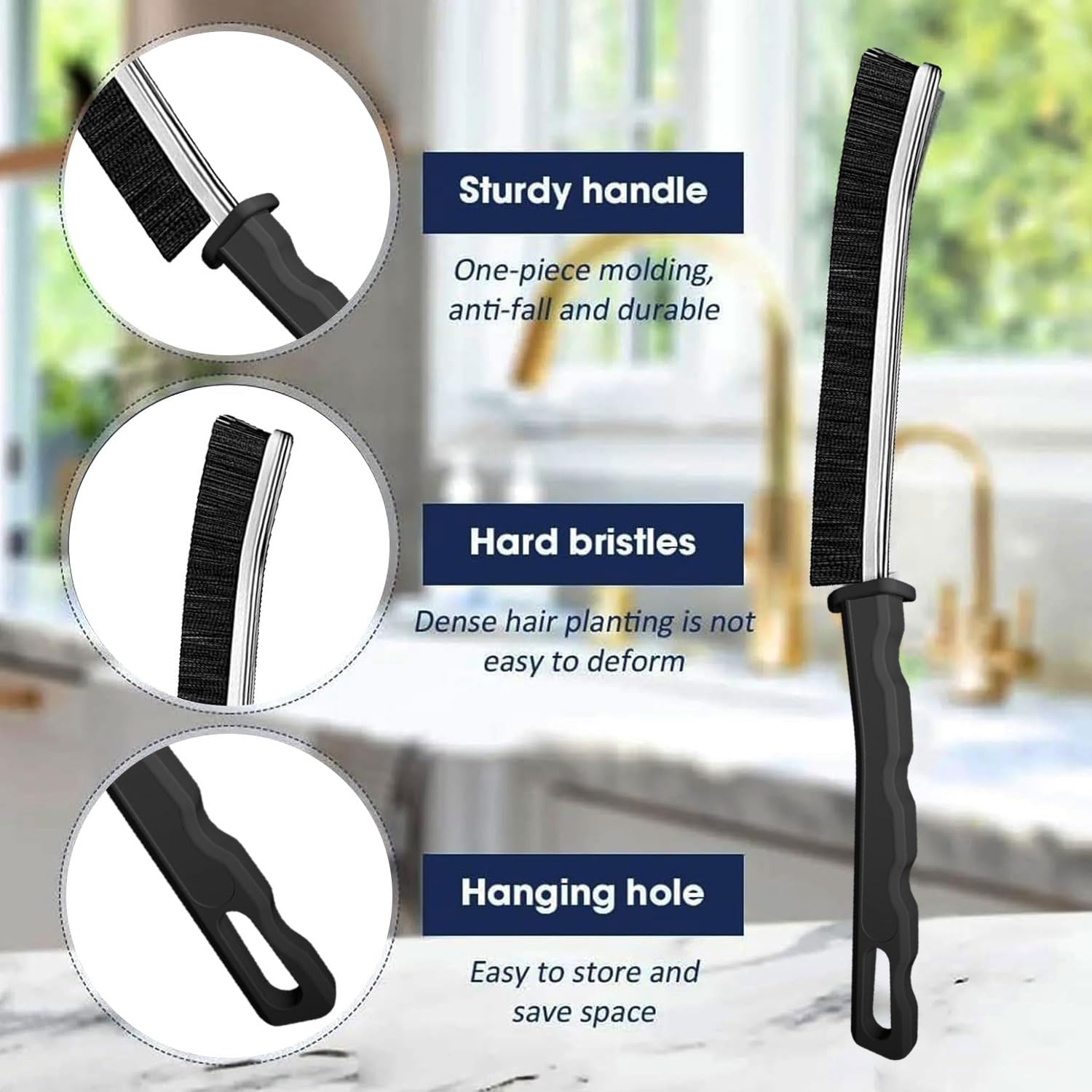 Crevice Cleaning Brush 12-Pack - Heavy Duty Hard Bristle Gap Brush for Deep Cleaning - Ultra-Thin