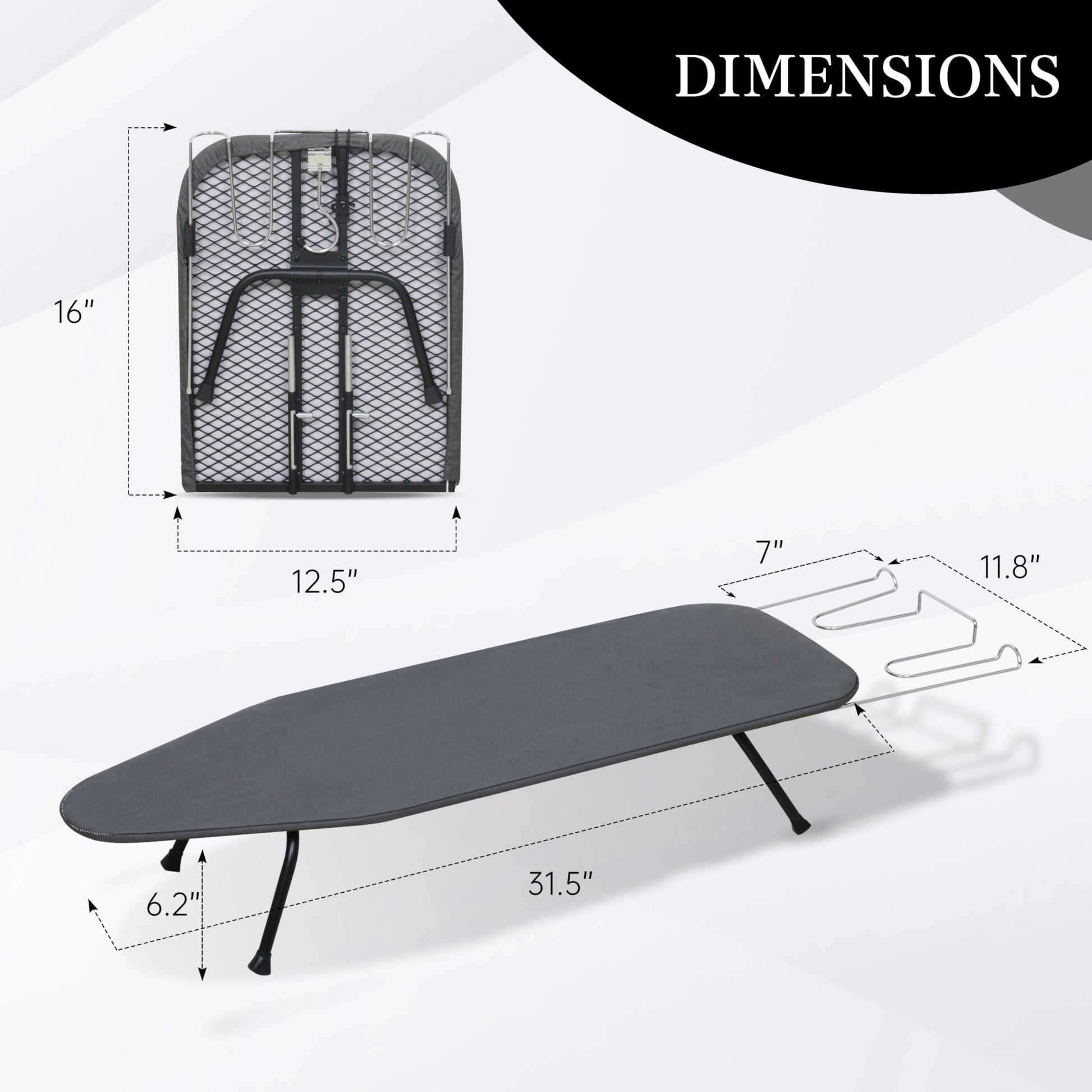 ZOES HOMEWARE Metal Mesh Panel Tabletop Ironing Board | Foldable Iron Board | Heavy Duty Small Iron