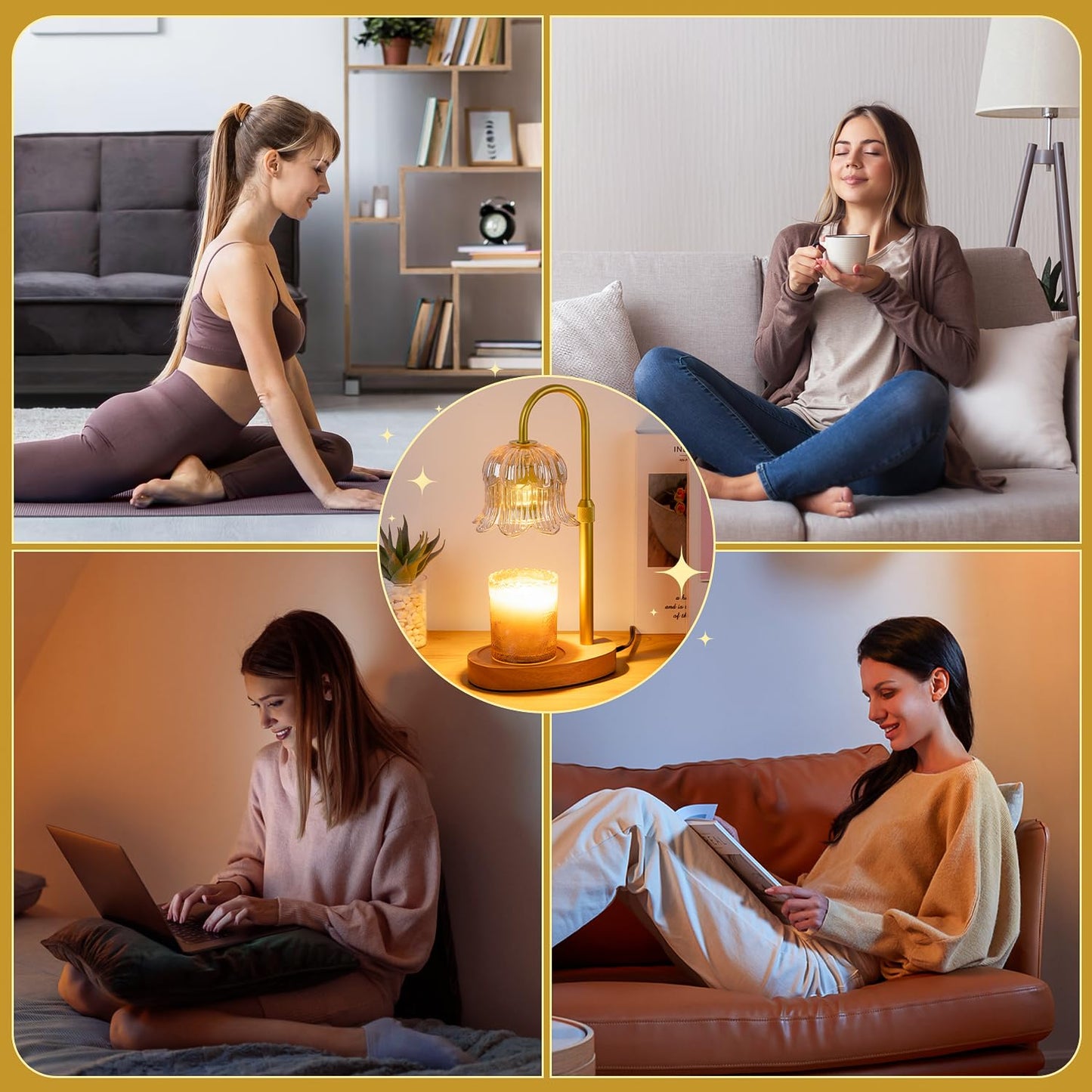 Candle Warmer Lamp Flower Electric Timer - Home Decor Women Birthday Gifts