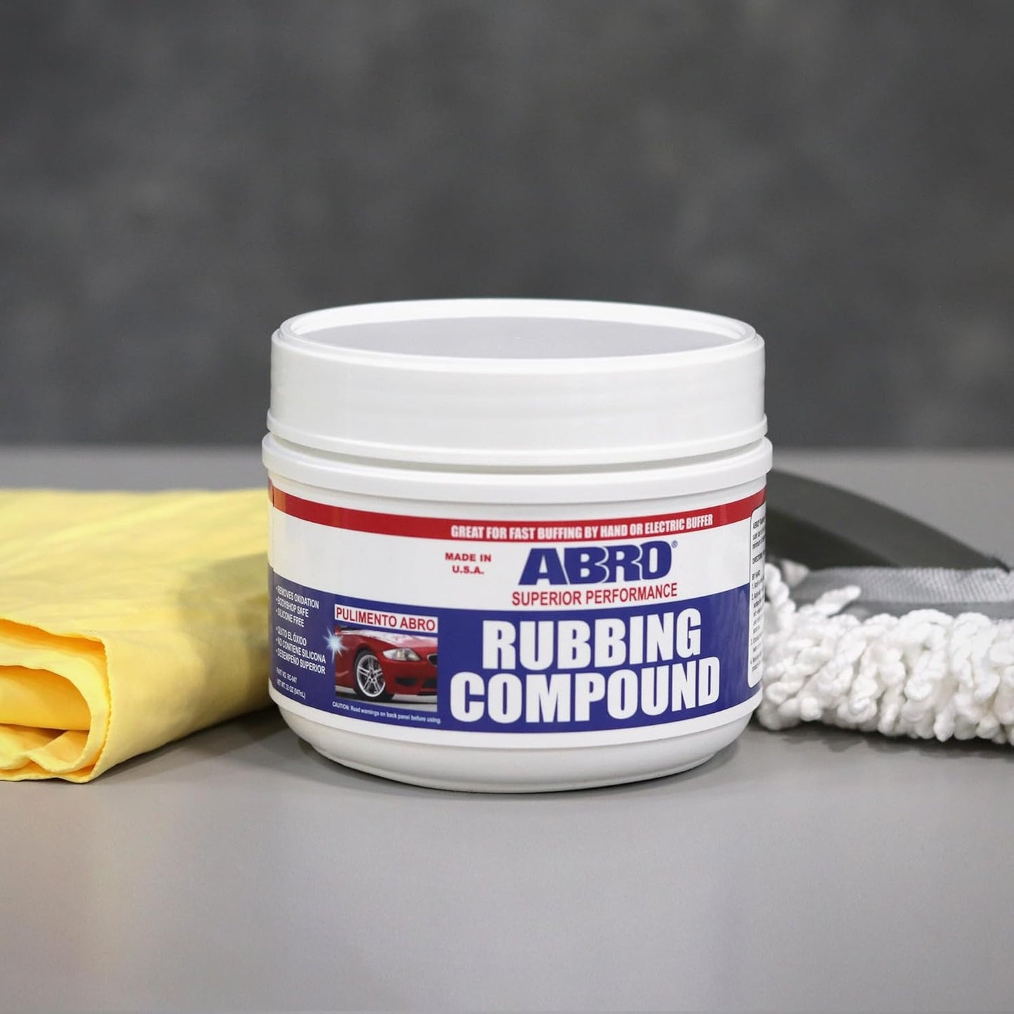ABRO Superior Performance Automotive Rubbing Compound for Oxidized Finishes, Buff, Shine, Smooth, & Clean, Scratch Remover for Vehicles, Boats, & Bikes - 32 oz.