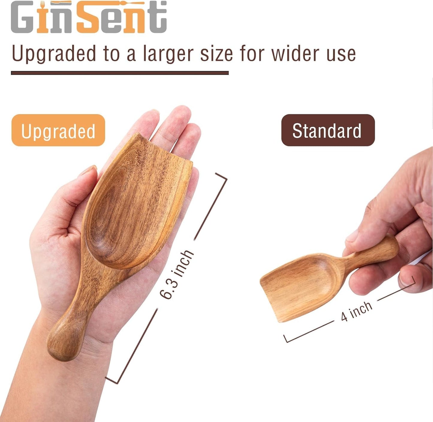 Wooden Coffee Scoop, 4 Pcs Coffee Spoons for Ground Coffee, Tea, Sugar, Wooden Scoops for Jars Small Scoops for Canisters, Bath Salts, Laundry Detergent (Acacia Wood)