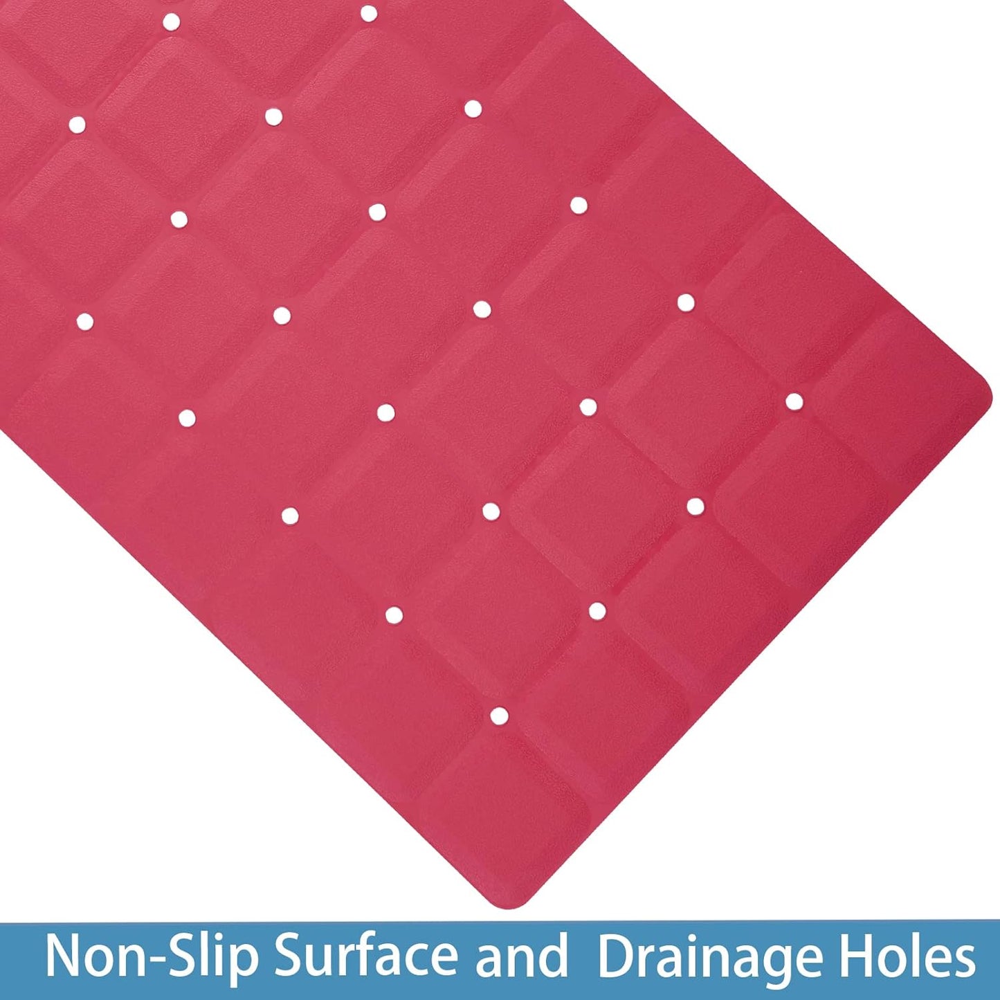 Foldable Silicone Bathtub Mat: Jumbo Size Heavy Duty Safety Bath Mat for Tub Without Suction Cups Non Slip Bath & Shower Mat for Textured, Reglazed, Refinished Tub (Crimson Red, 35.8 x 17.7)