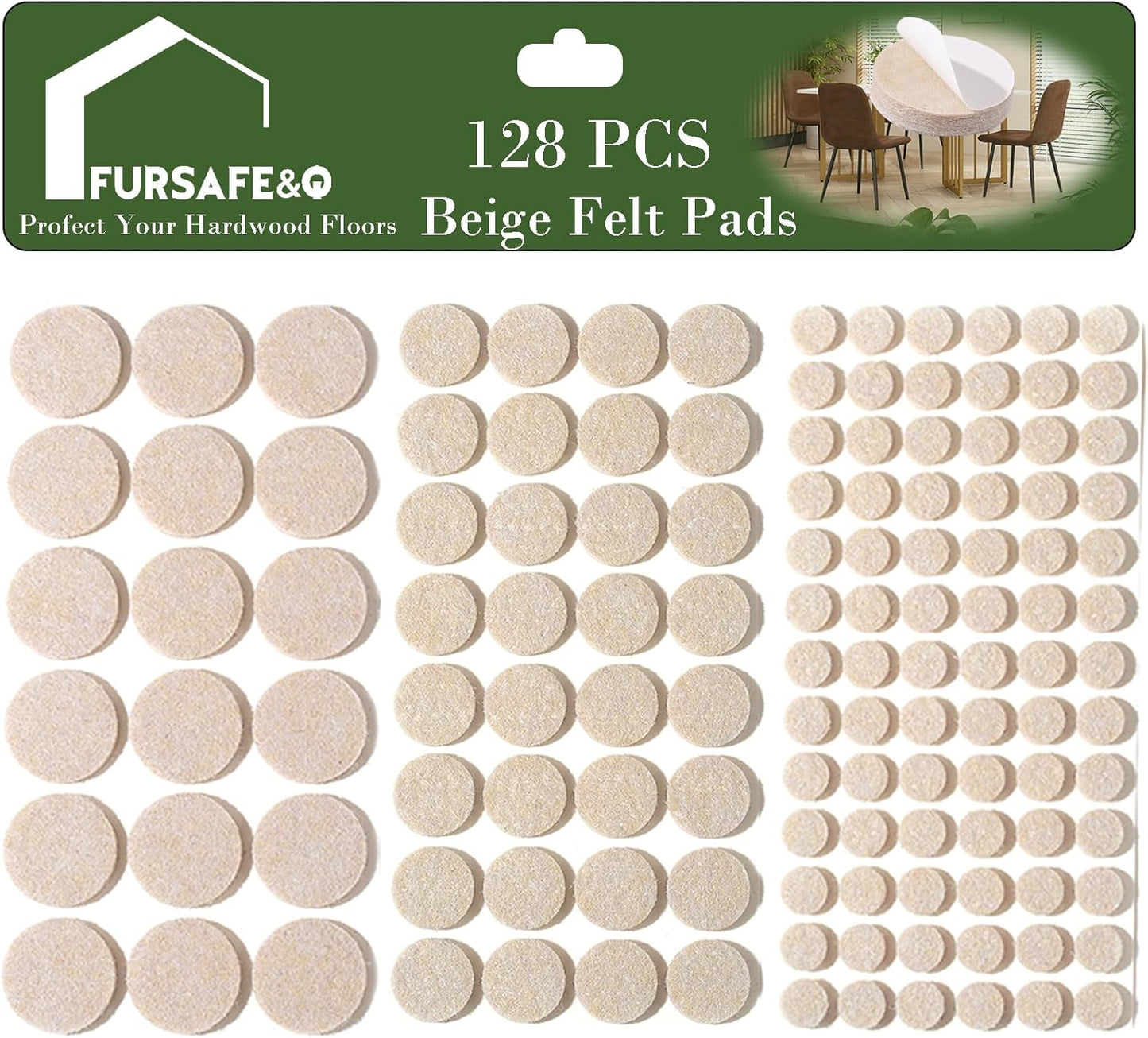 Fursafe&Q Felt Furniture Pads for Hardwood Floors - Self Adhesive Chair Felt Pad, Furniture Feet
