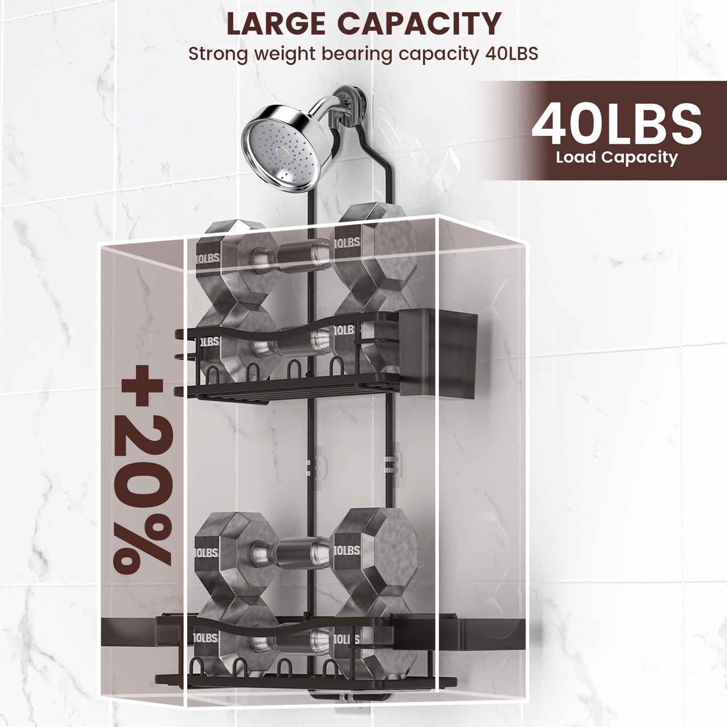 Rustproof Shower Caddy Hanging with Soap Holders for Bathroom, Black