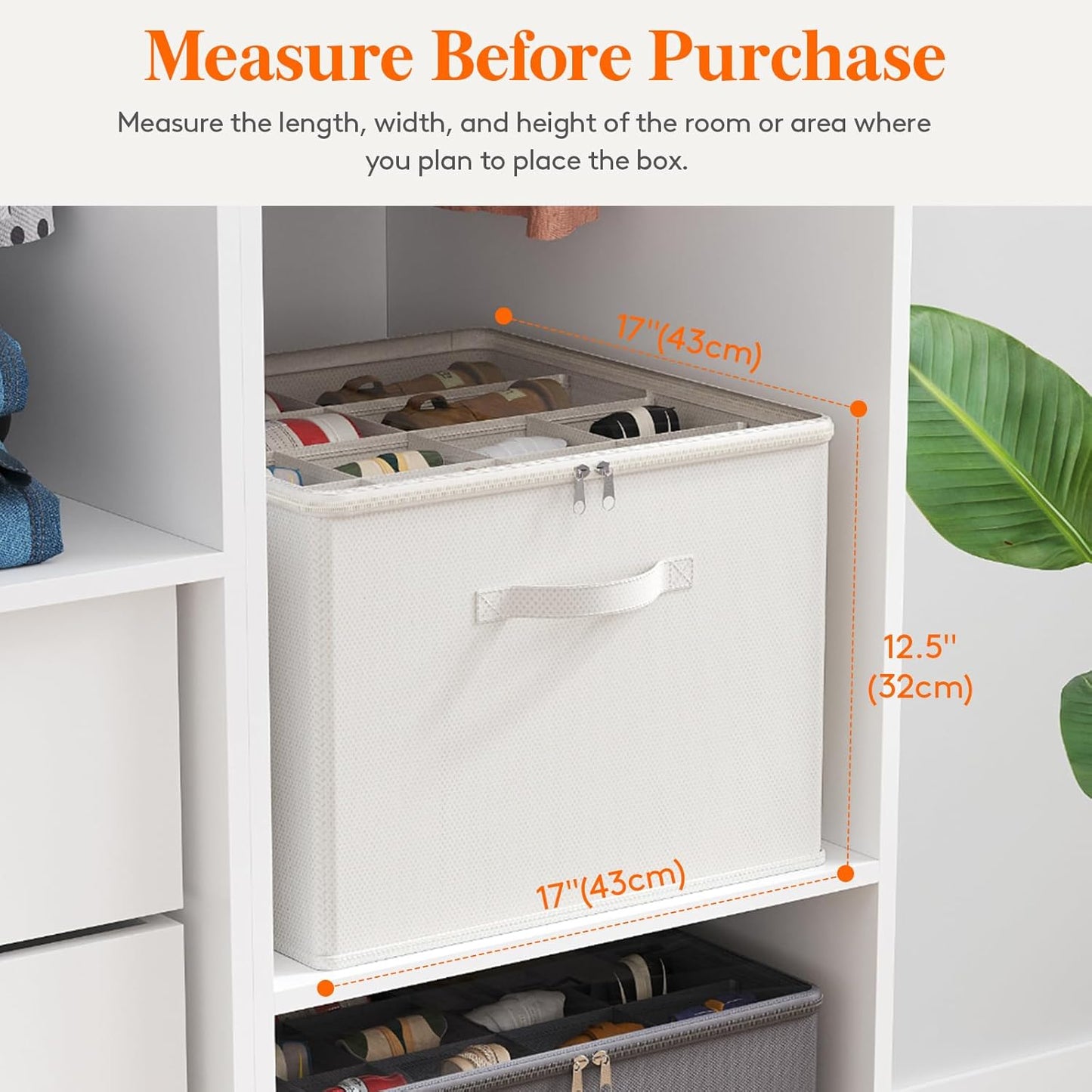 Lifewit Shoe Storage Organizer for Closet Fits 12-16 Pairs, Fabric Large Shoe Box Storage Container with Clear Cover, Foldable Bins Fit for Boots Heels Sneakers 17"(L) x 17"(W) x 12.5"(H) 2 Pack White