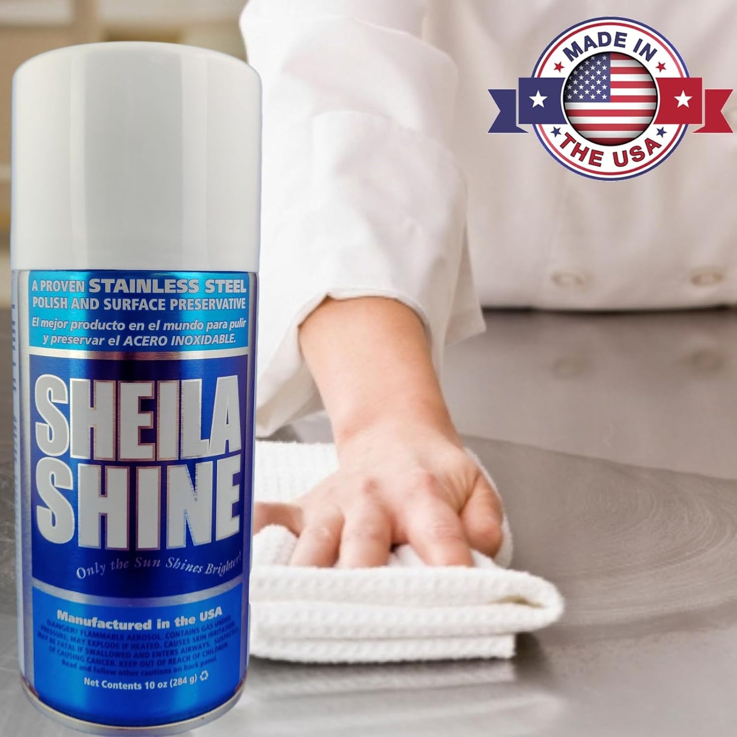 Sheila Shine 2 x 10 Oz. Stainless Steel Cleaner and Polish Aerosol Spray, Protect Household Kitchen Surface, Removes Grease, Fingerprint & Watermark, Polish & Leaves a Streak Free Shine for Appliances