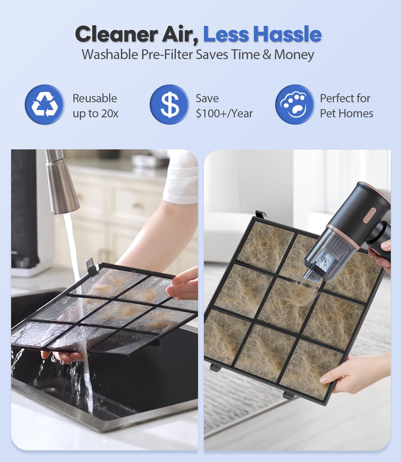 Air Purifiers for Home Large Room, Cover Up to 2600 Ft² with Washable Filters, Powerful Turbo Mode