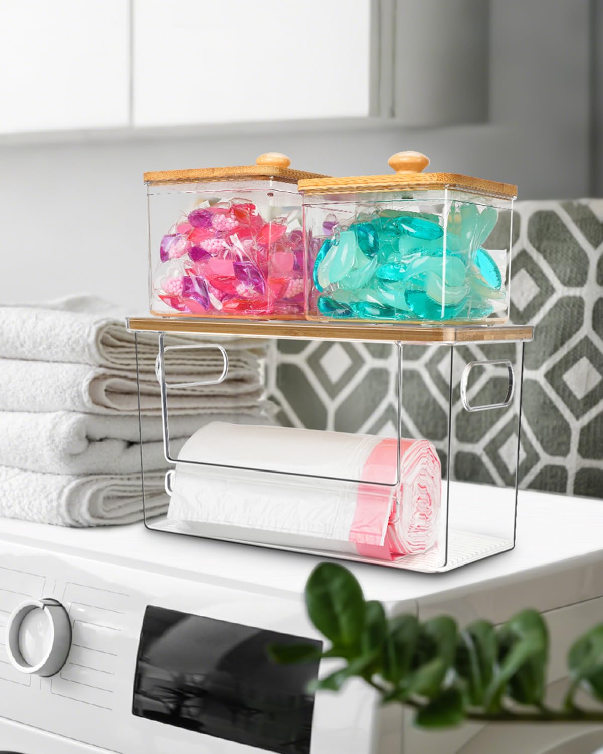 Trash Bag Dispenser 2 Pack - Under Sink Organizer, Plastic Bag Holder