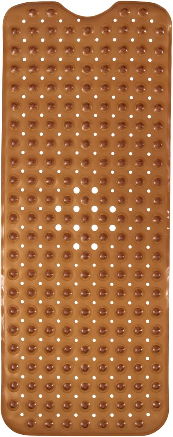 ENKOSI Bath Mat - Large Non Slip Bathtub & Shower Mat - Extra Long 40 x 16 Inch Bathroom Mats for Tub Nonslip Anti Slip Bathmats (40x16 Clear Brown 1-Pack)