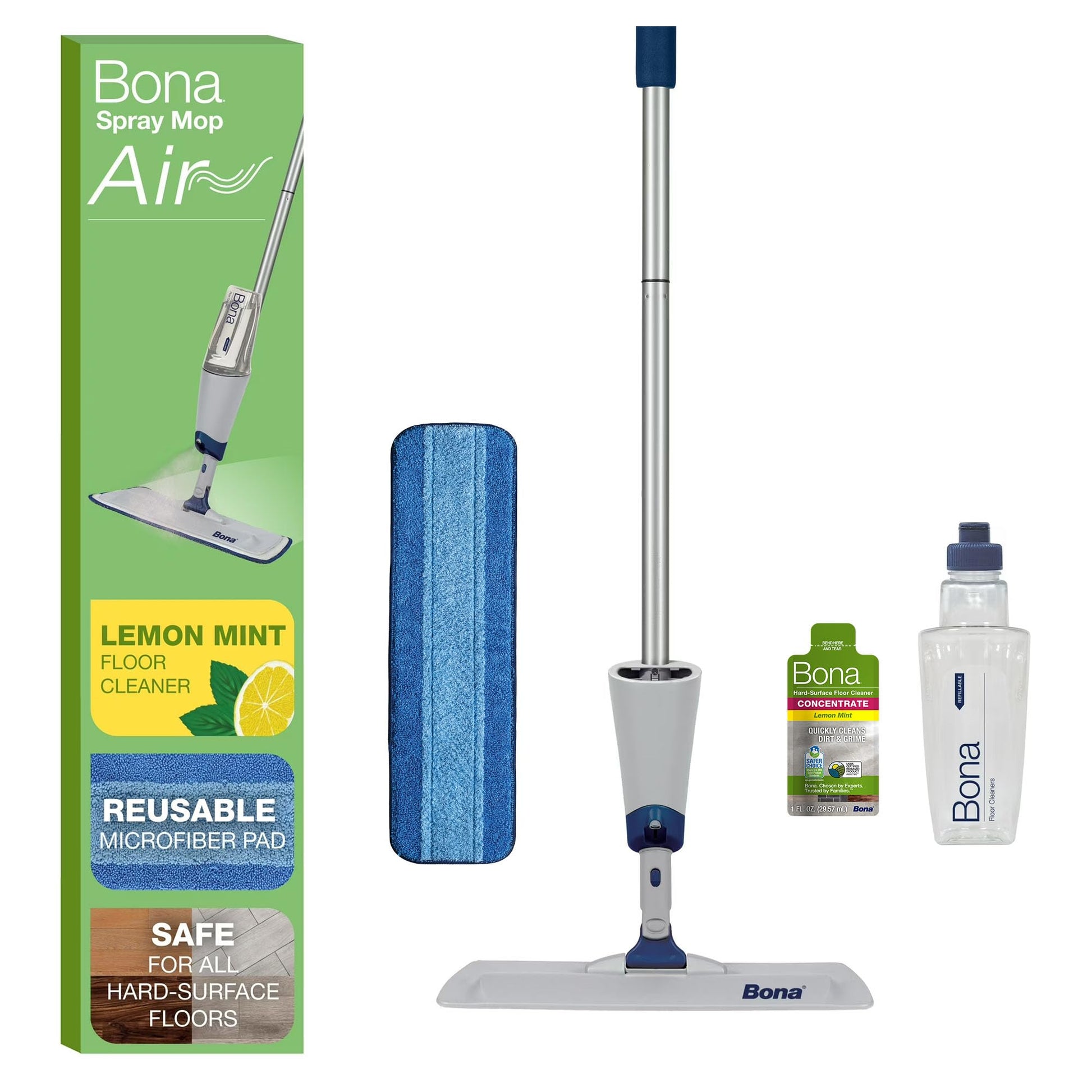 Bona Spray Mop Air - Includes Multi-Surface Floor Cleaner Concentrate and Microfiber Pad - Lemon