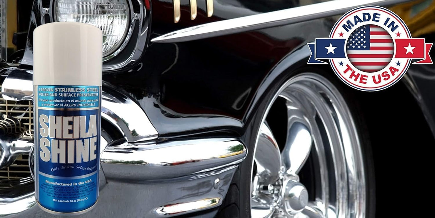 Sheila Shine 12 x 10 Oz. Stainless Steel Cleaner and Polish Aerosol Spray, Protect Household Kitchen Surface, Removes Grease, Fingerprint & Watermark, Polish & Leaves a Streak Free Shine for Appliance