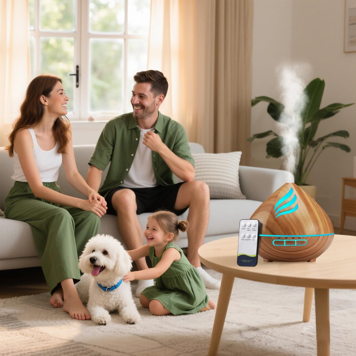 500ML Essential Oil Scent Diffuser: Remote Control &14 Colors LED for Home