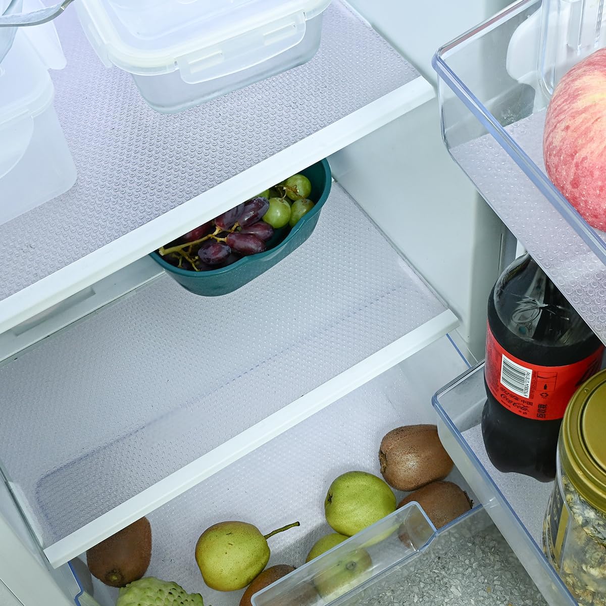 BOPART 12Pcs Refrigerator Liners Washable Fridge Shelf Liners Refrigerator Mats for Freezer Glass Shelves Kitchen Cabinets Cupboards Drawers (17.7" x 11.4")