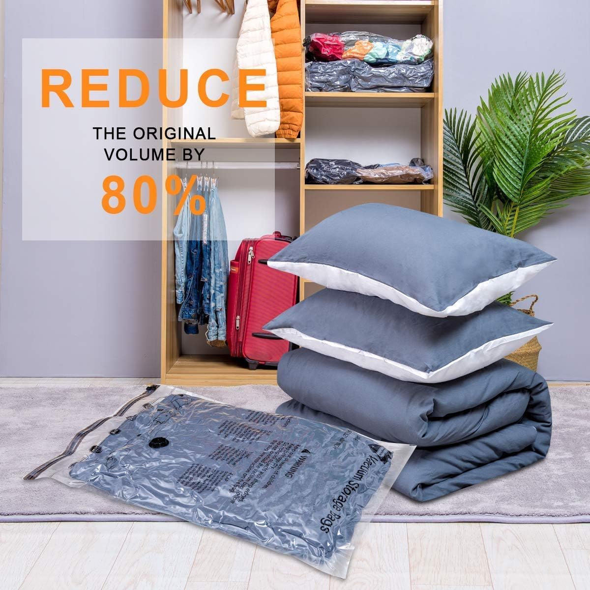 GONGSHI Vacuum Storage Bags, Space Saver Seal Bags For Clothing, Travel Luggage,Blankets