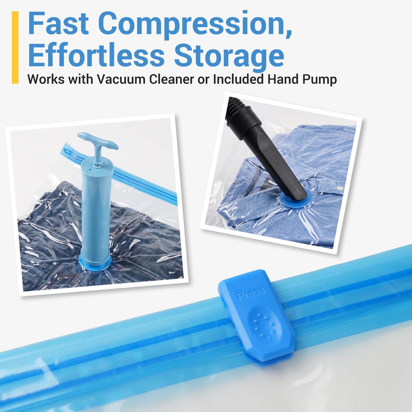 Fygrip 80% Space Saver Vacuum Storage Bags with Hand Pump, 10 Jumbo