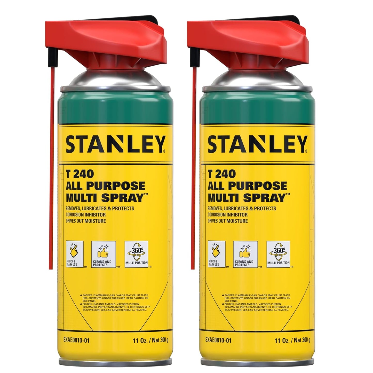 Stanley T240 Corrosion Inhibitor Spray - Rust Remover&Cleaner Aerosol - Versatile Rust Prevention Spray for Garage, RV, Woodworking, Power Tools - 11 Oz, 2 Pack