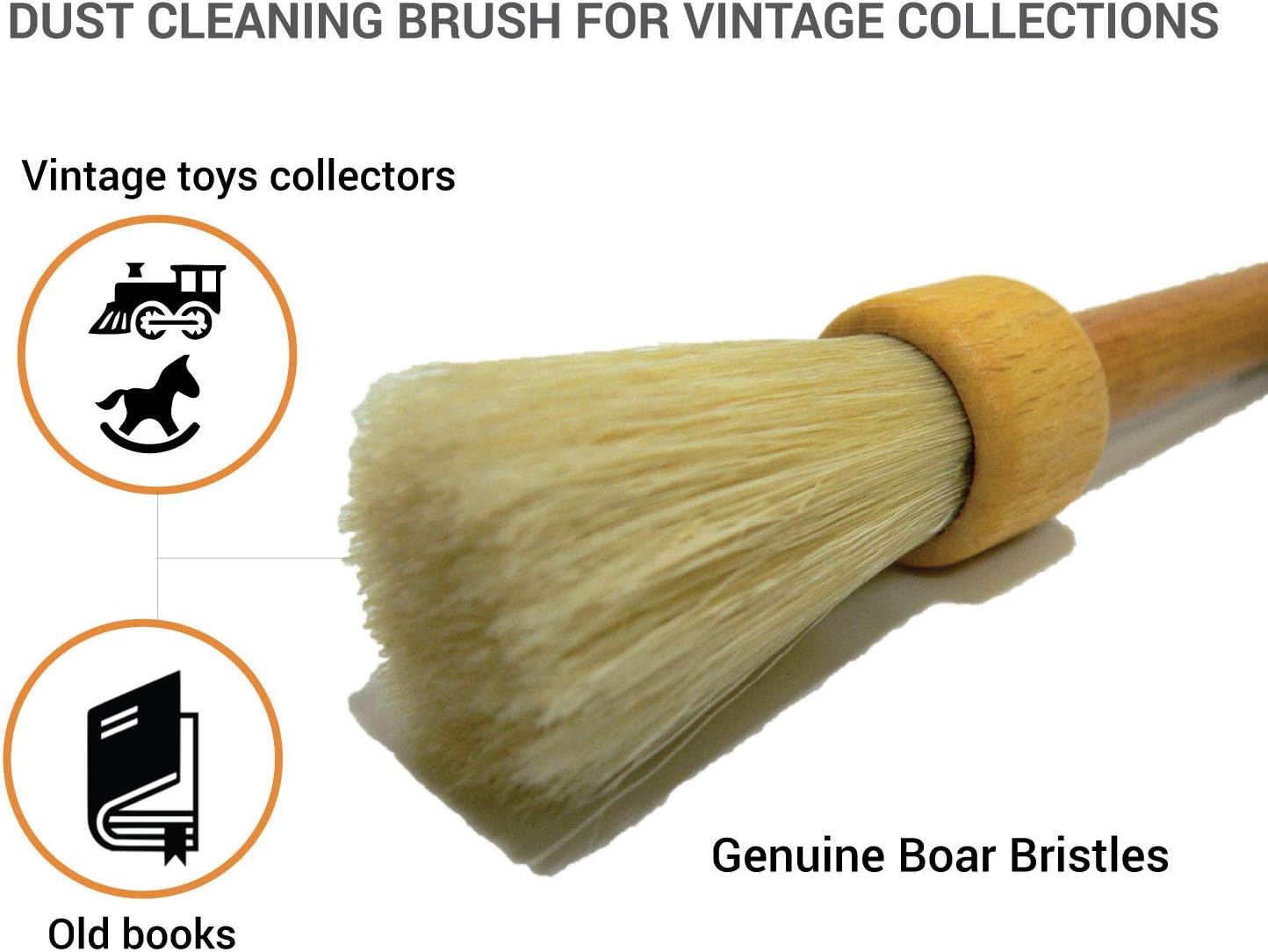 Valentino Garemi Cleaning Brush for Dusting Vintage Collection Picture Frames Genuine Bristles Made in Germany