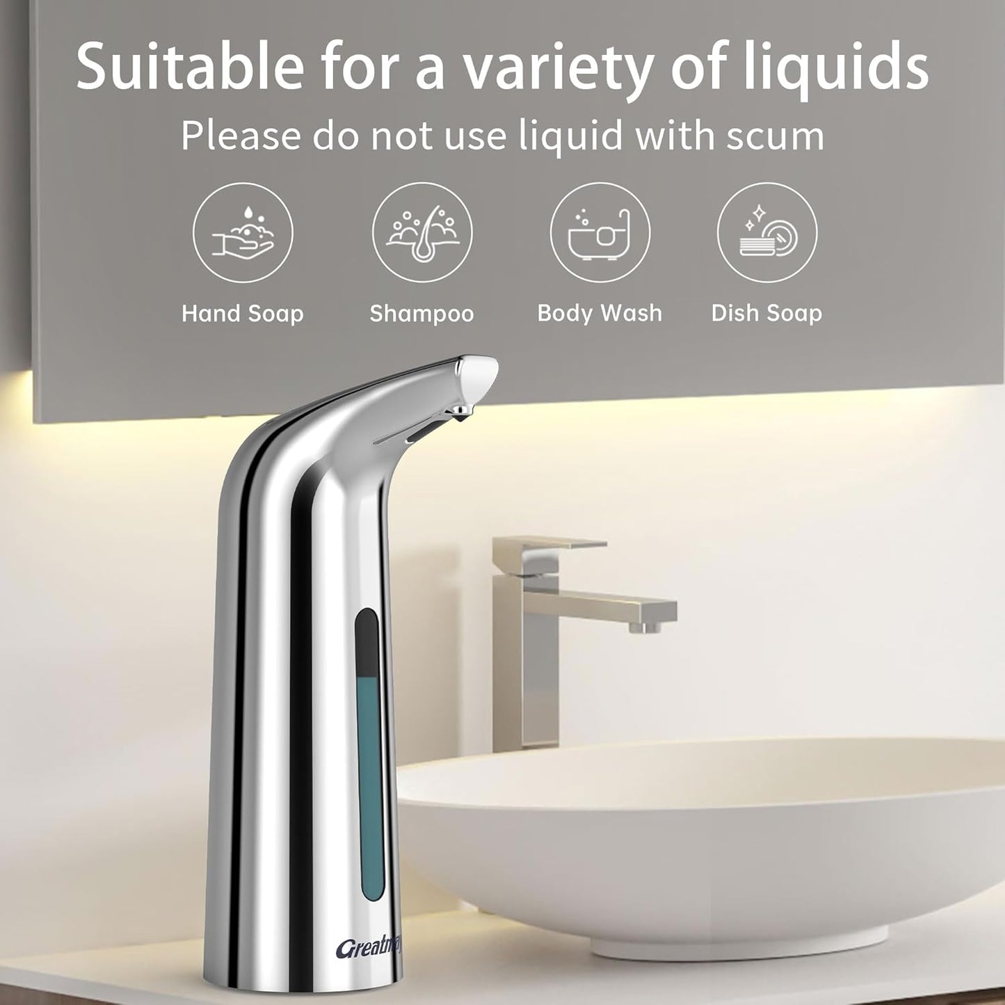 Convenient Automatic Soap Dispenser,4 Adjustable Levels Touchless Hand Sanitizer Pump with Infrared Sensor, 400 ml Countertop Electric Soap Dispenser for Bathroom,Kitchen