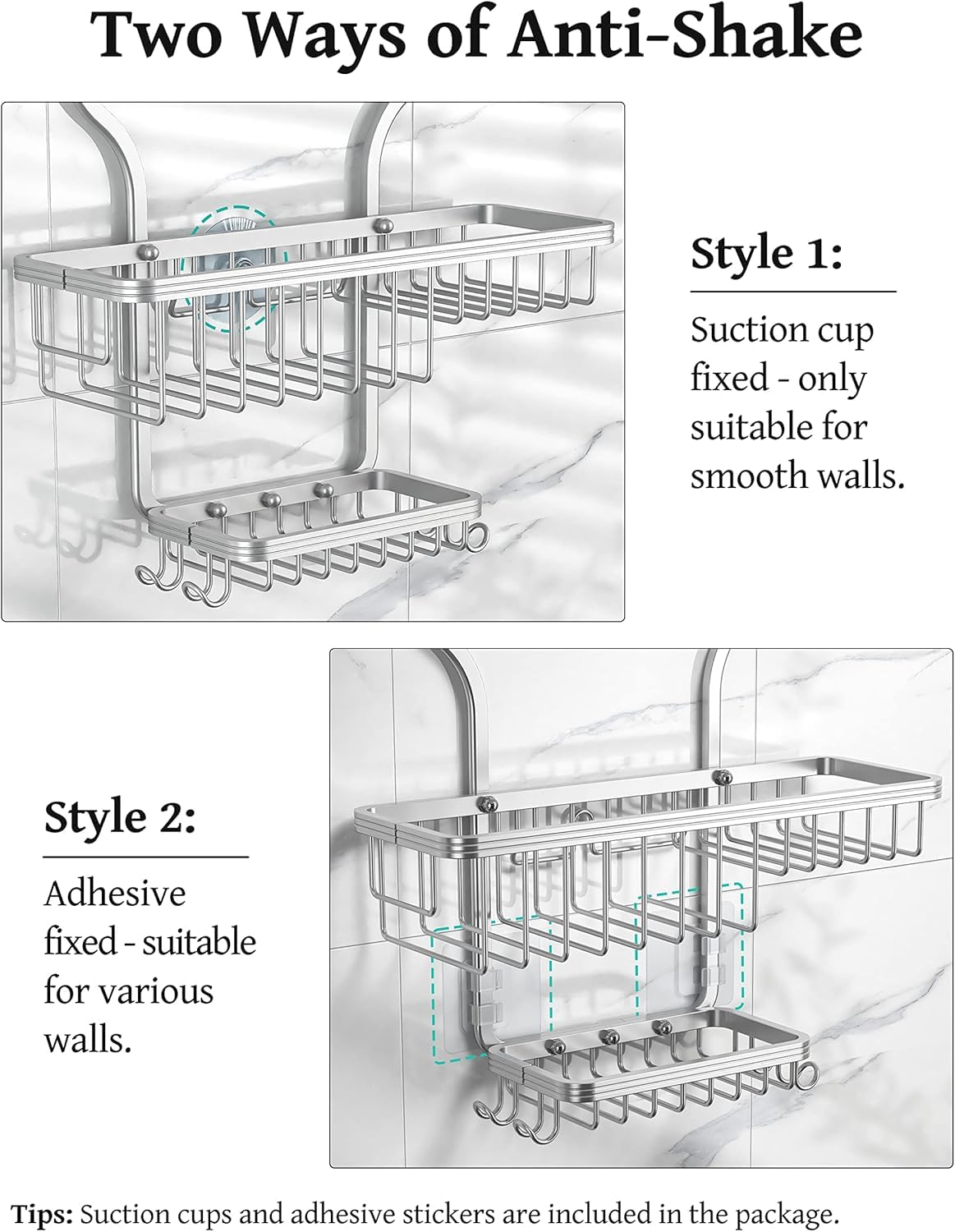YASONIC Never Rust Shower Caddy Hanging, Aluminum Shower Racks for Inside Shower, 3-Tier Shower