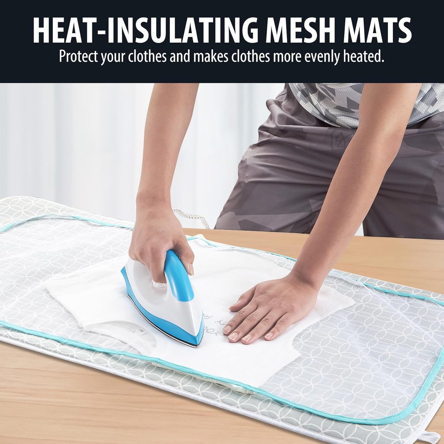 Seiritex Ironing Mat, Portable Ironing Pad 39.4 x 18.9 inch Table Top Iron Board 5 in 1 Travel Iron Blanket for Washer, Dryer, Counter top, Gray