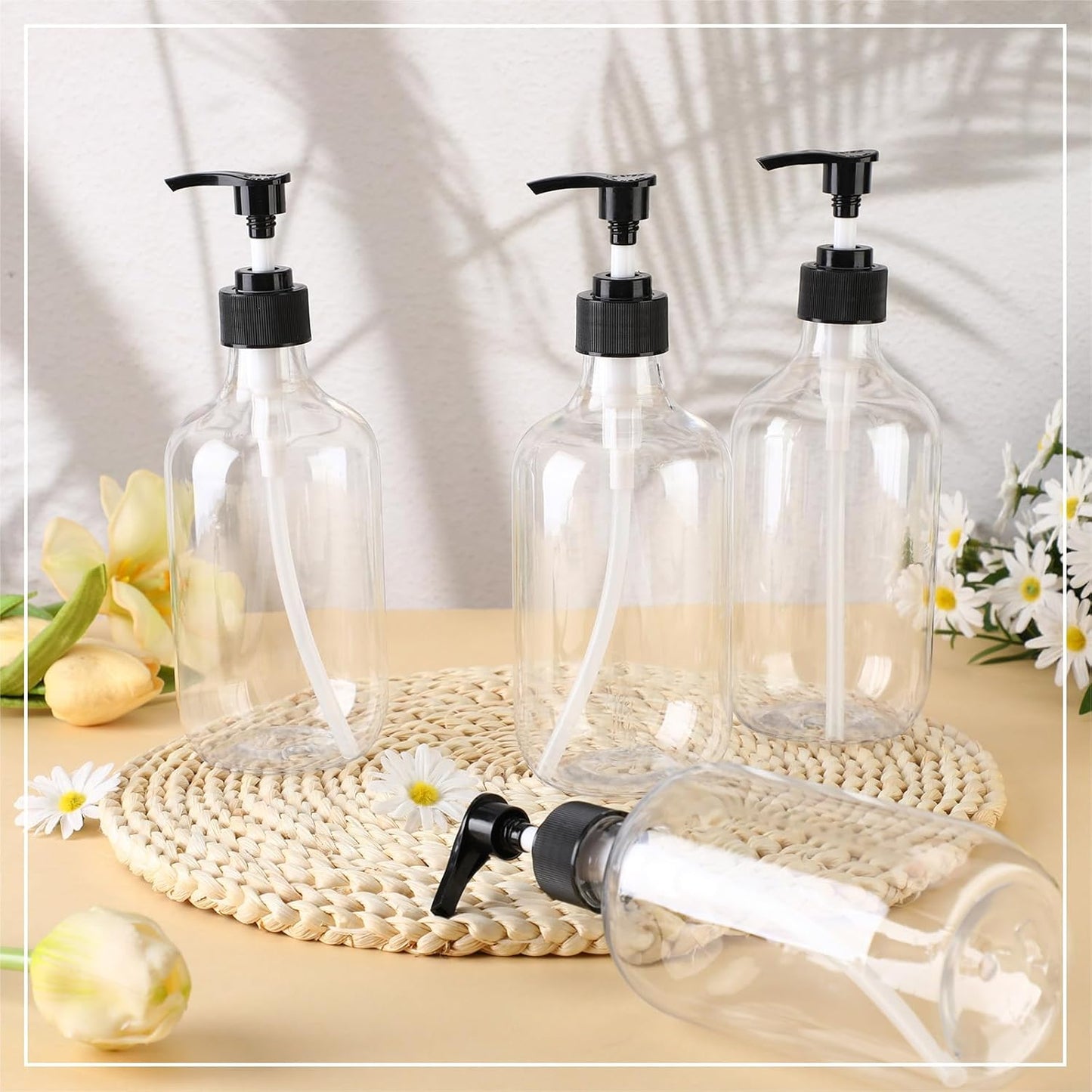 Tessco for you 12 Pack Clear Soap Dispenser Empty Plastic Pump Bottles Dispenser Refillable Shampoo Container for Hand Sanitizer Soap Lotion Body Wash Conditioner Bathroom Kitchen Travel(16.9 oz)