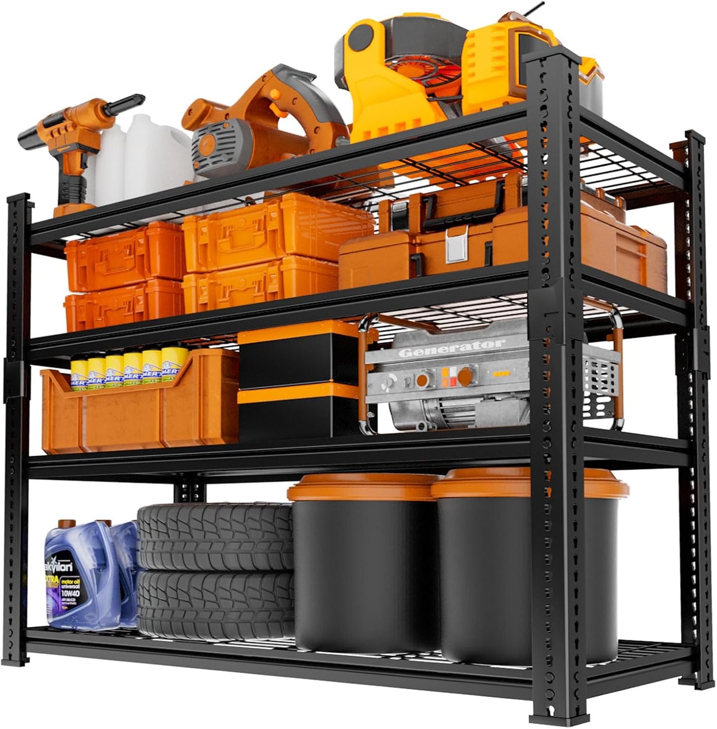 Storage Shelves Heavy Duty, 36"L x 16"W x 60"H Garage Wire Shelving Unit Loads 1920LBS, 4-tier Adjustable Metal Industrial Utility Shelf Rack for Kitchen, Laundry Room, Pantry, Warehouse, Basement